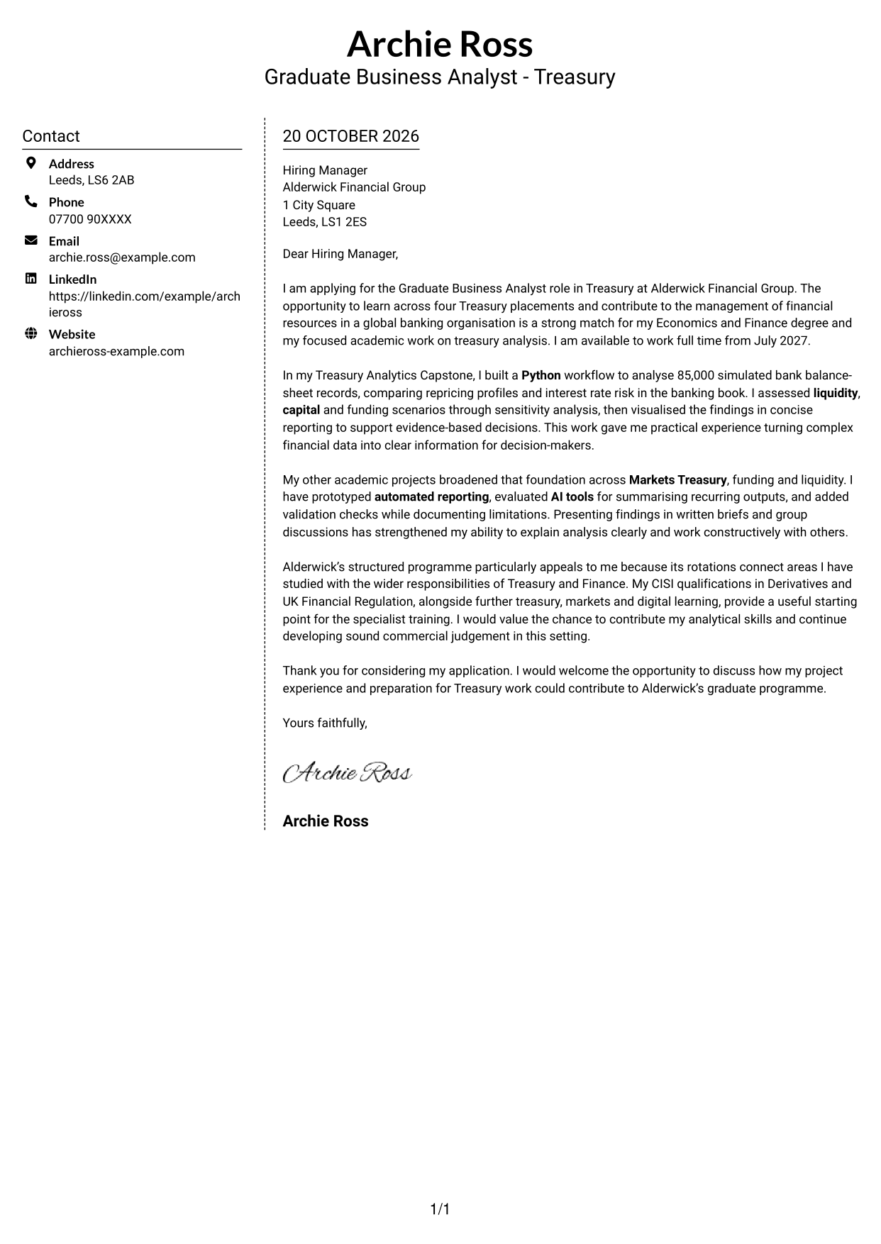 Cover letter example — page 1
