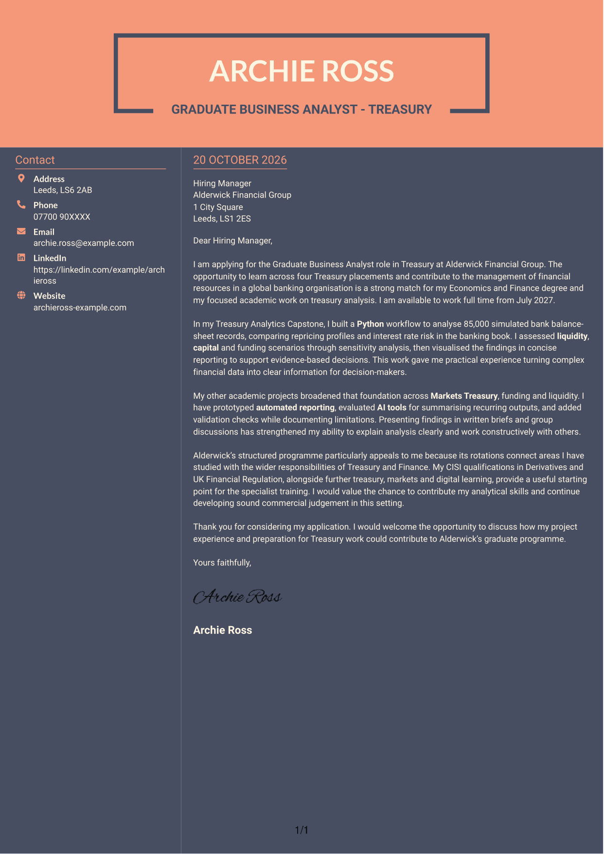 Cover letter example — page 1