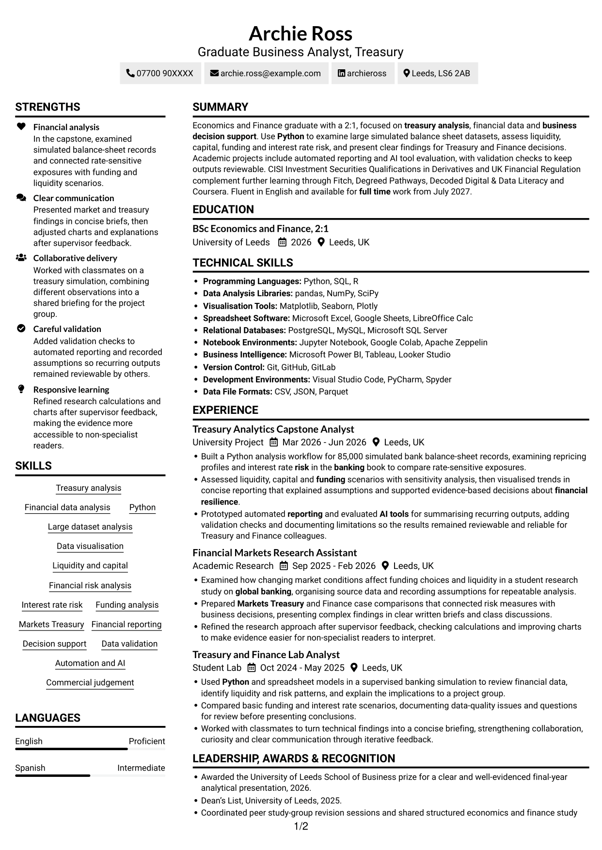 CV example — page 1