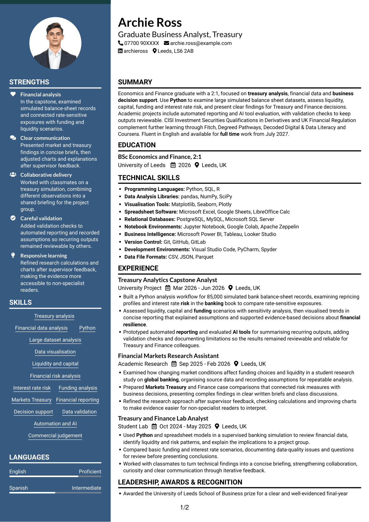 CV example — page 1
