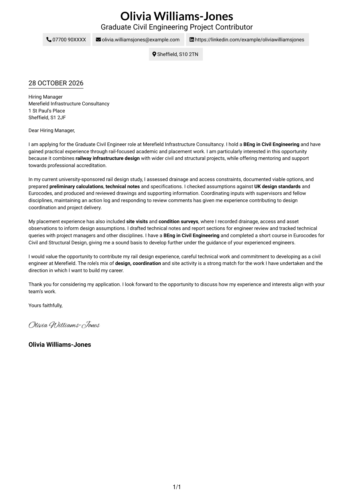 Cover letter example — page 1