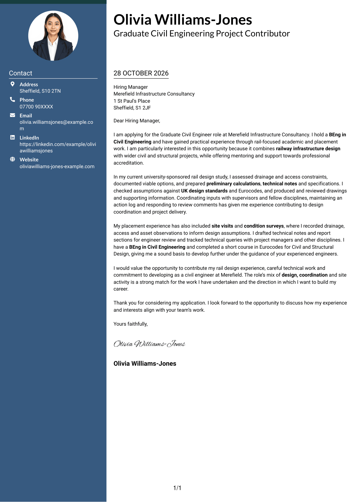 Cover letter example — page 1