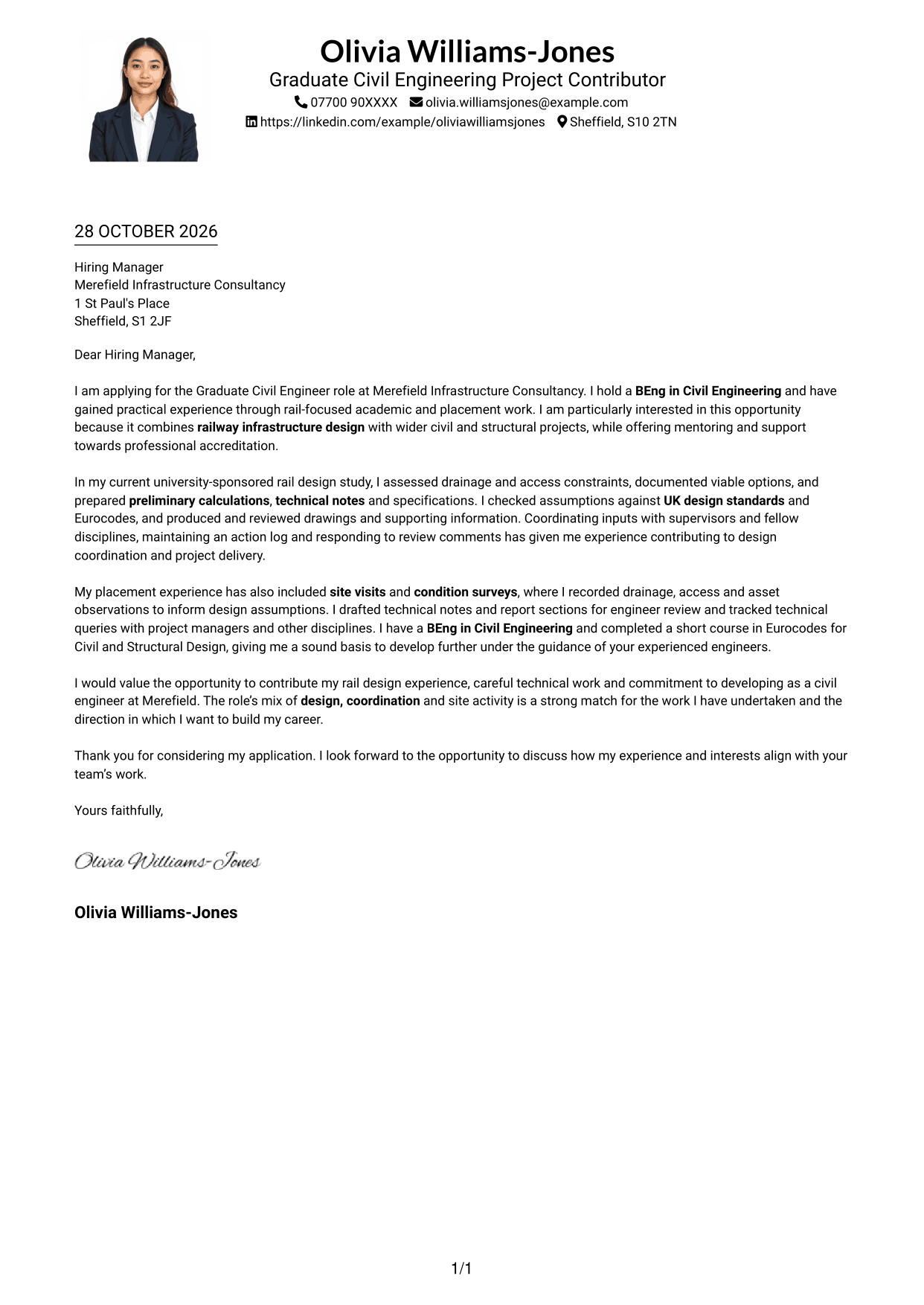 Cover letter example — page 1