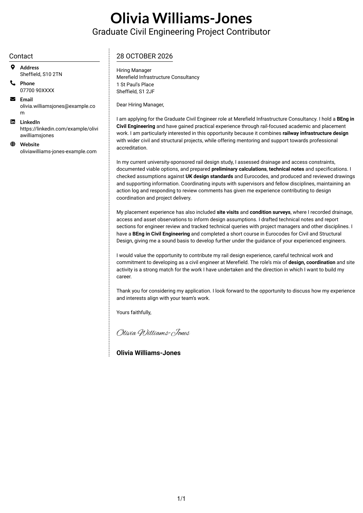 Cover letter example — page 1