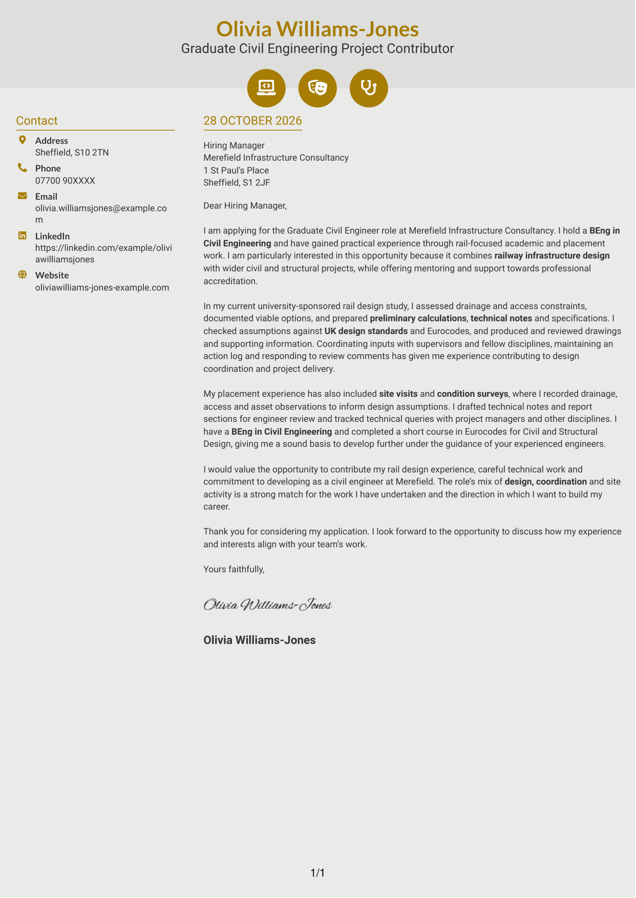 Cover letter example — page 1