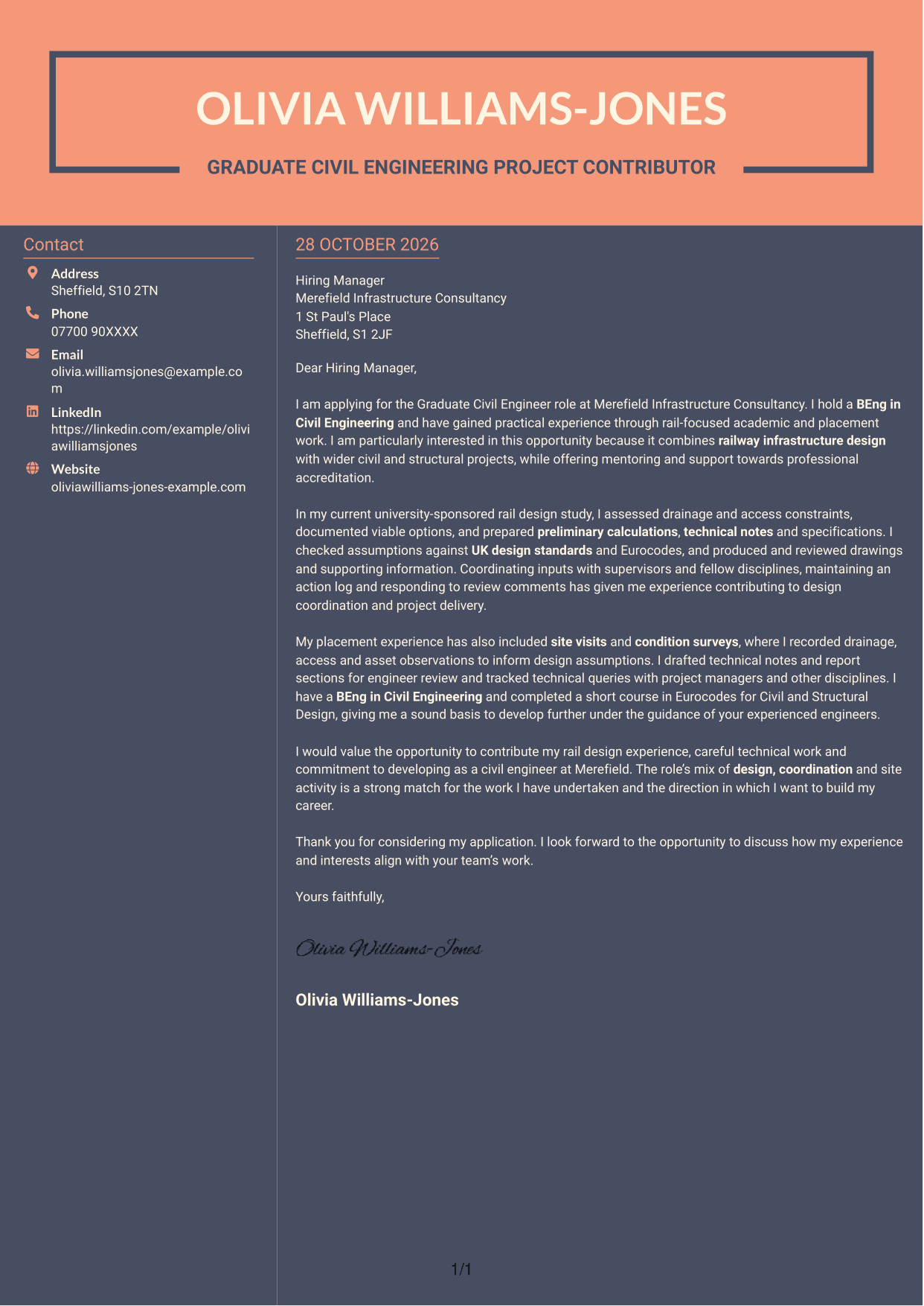 Cover letter example — page 1