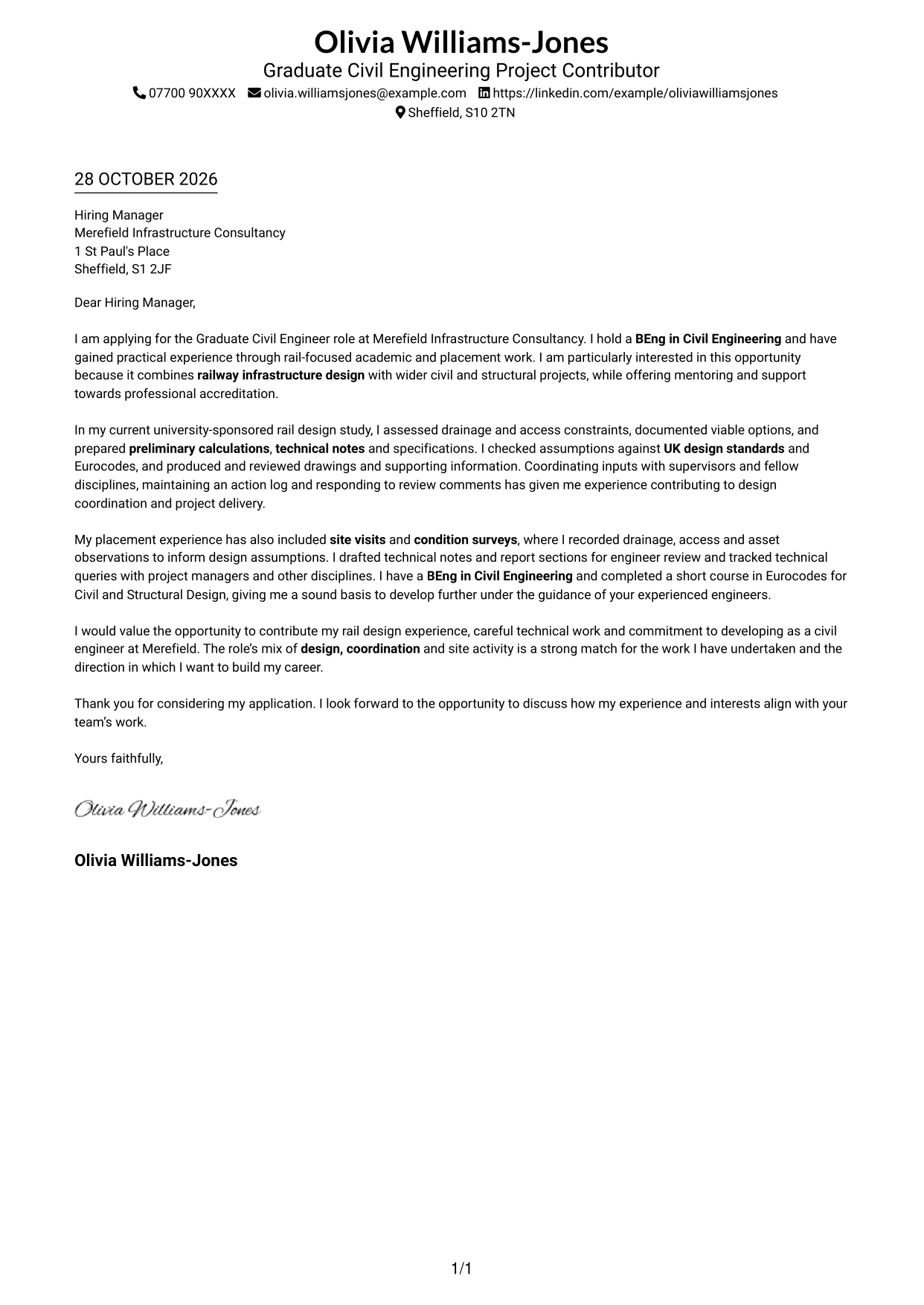 Cover letter example — page 1