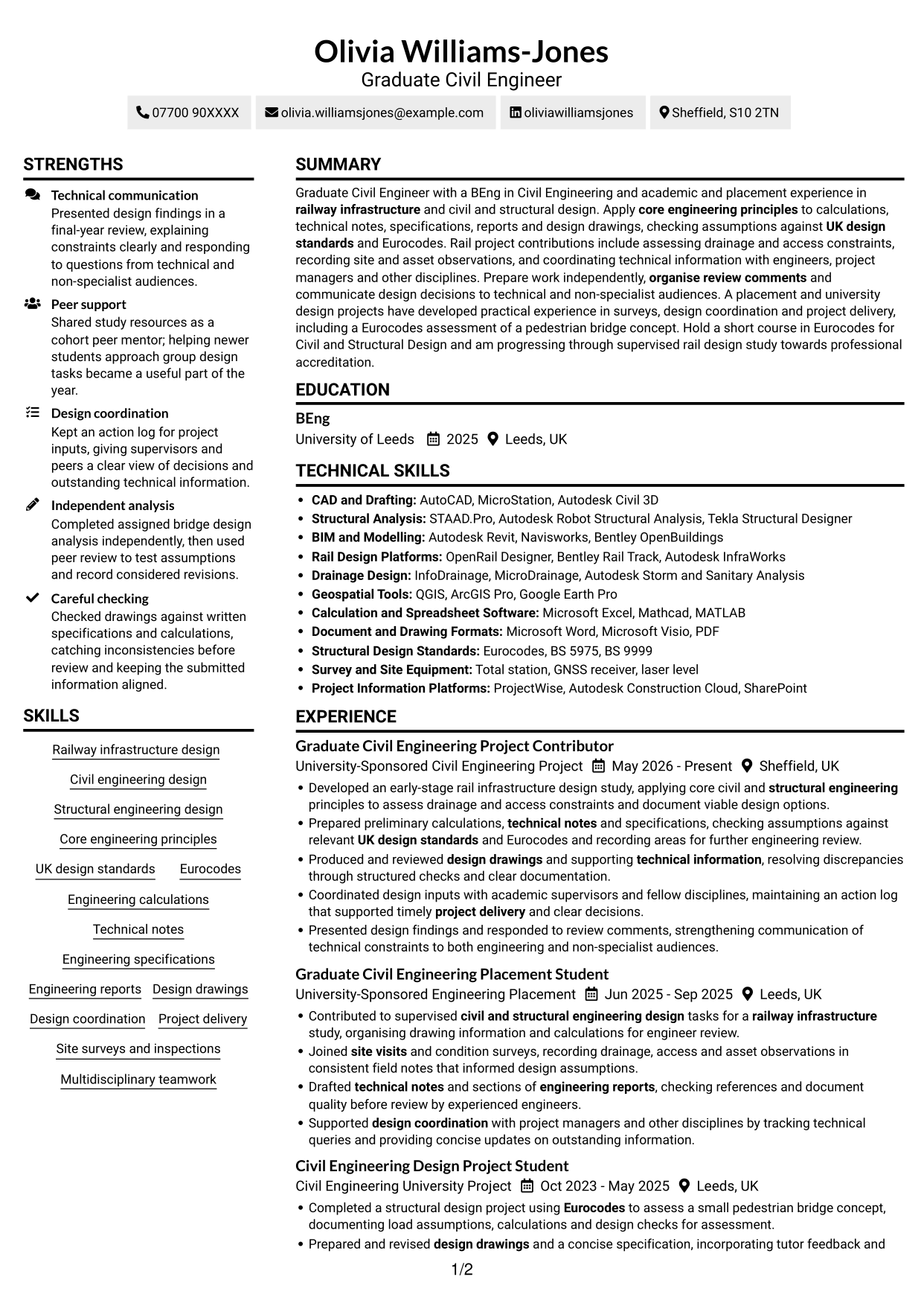 CV example — page 1