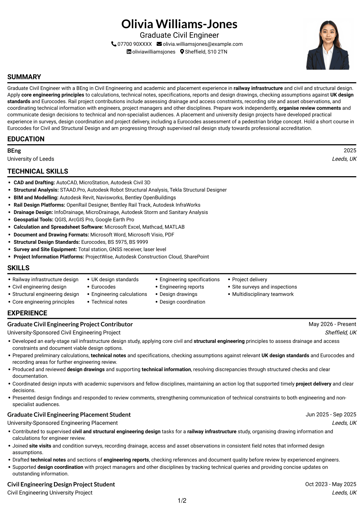 CV example — page 1