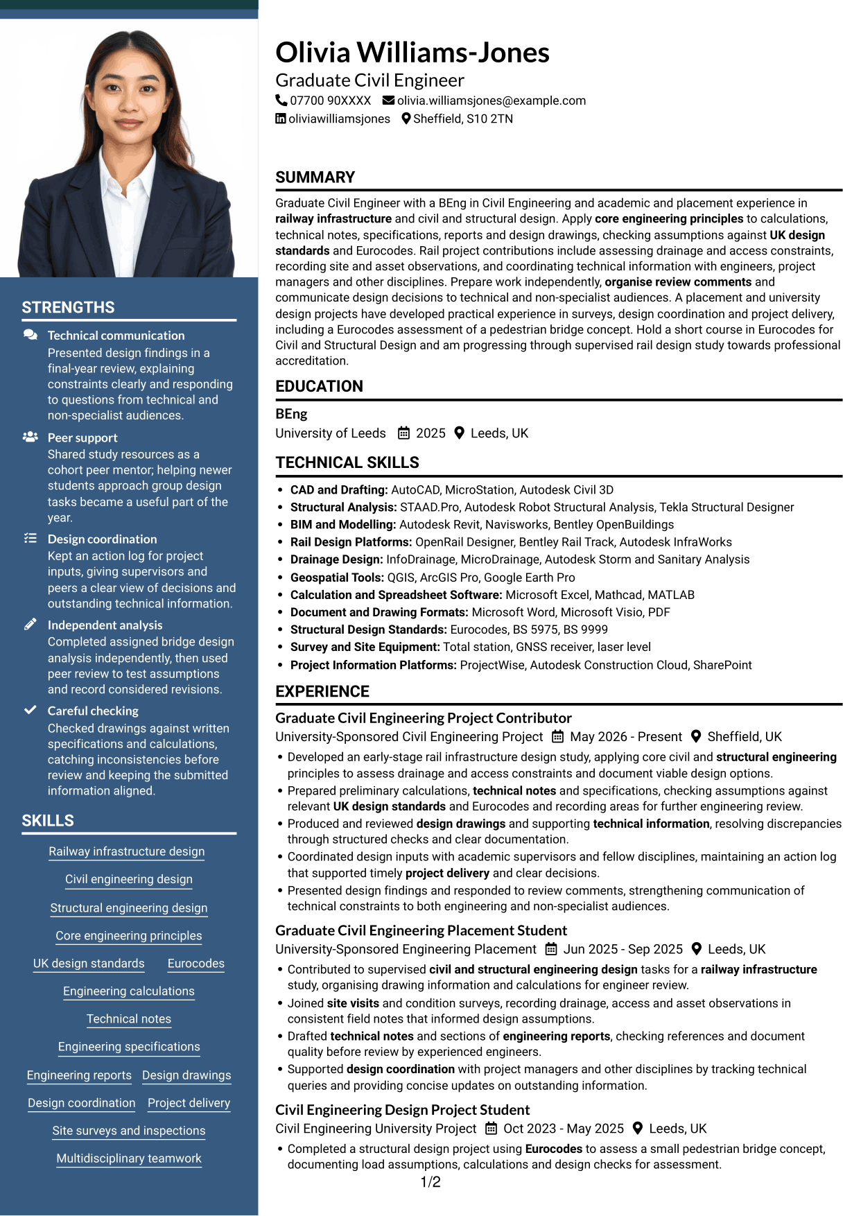 CV example — page 1