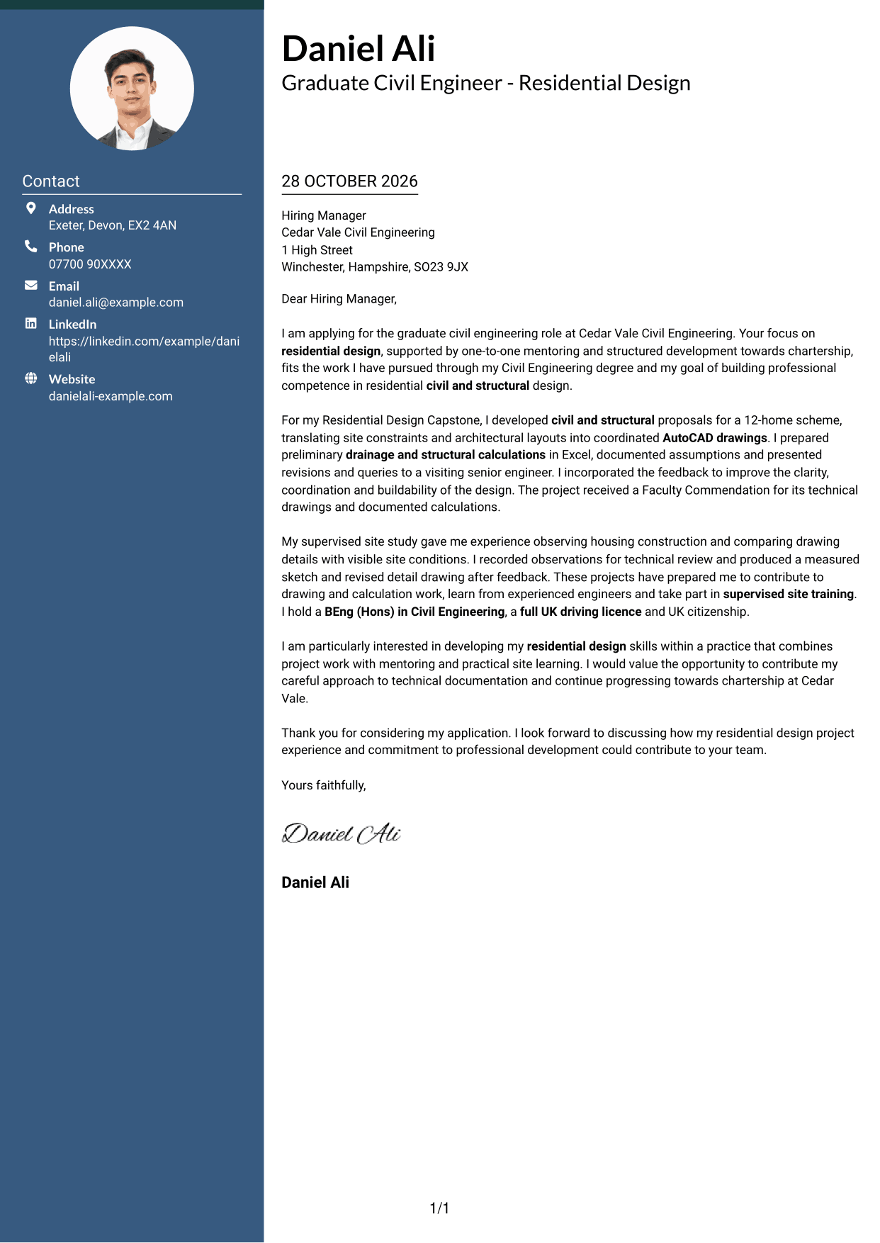 Cover letter example — page 1