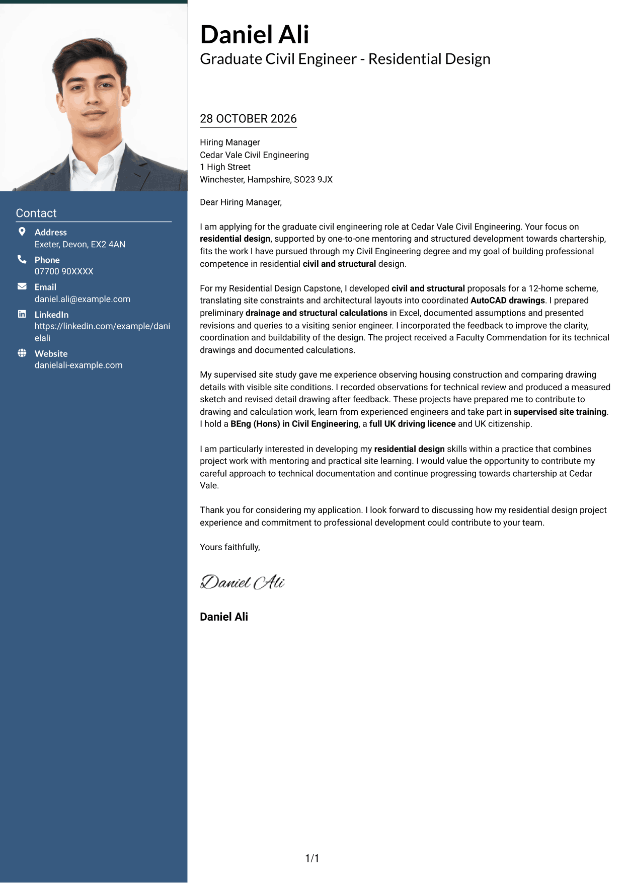 Cover letter example — page 1