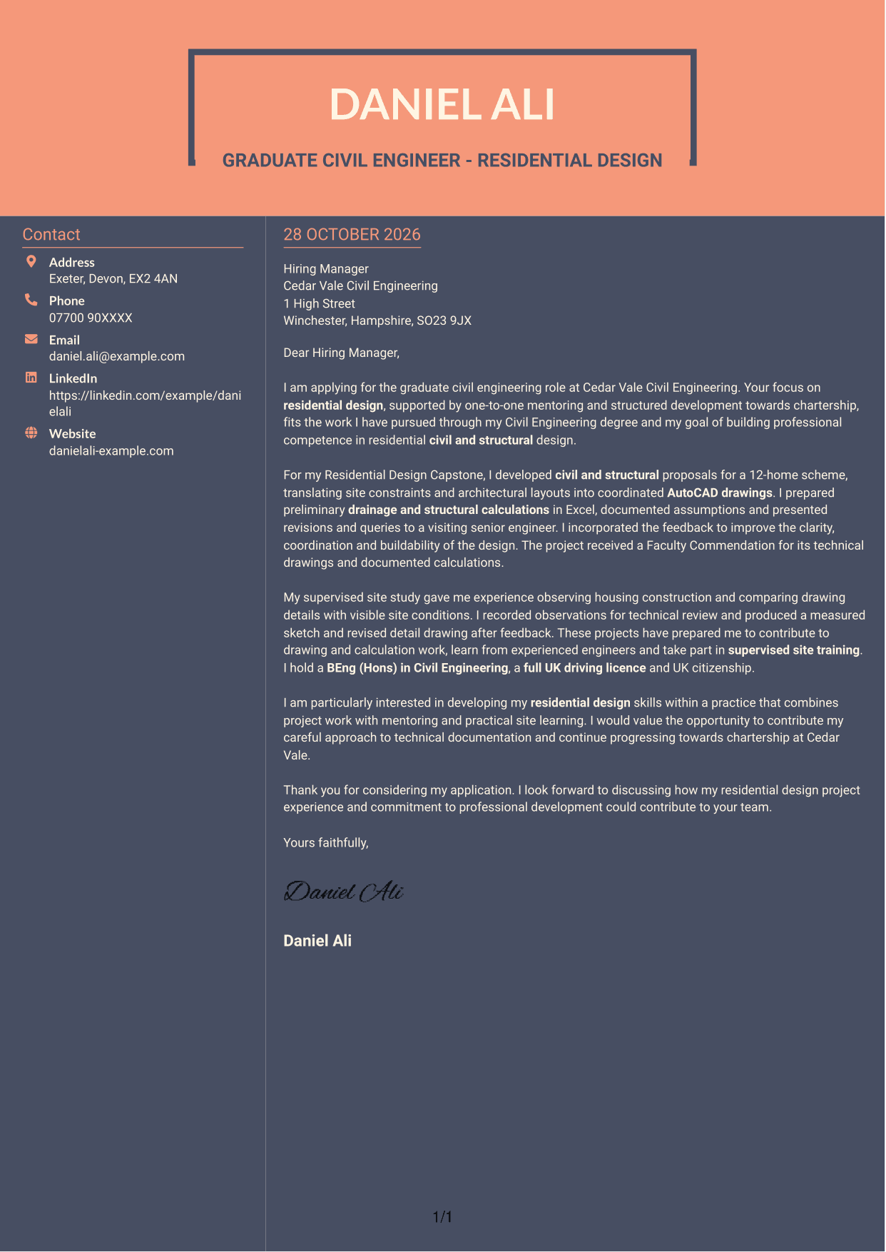 Cover letter example — page 1