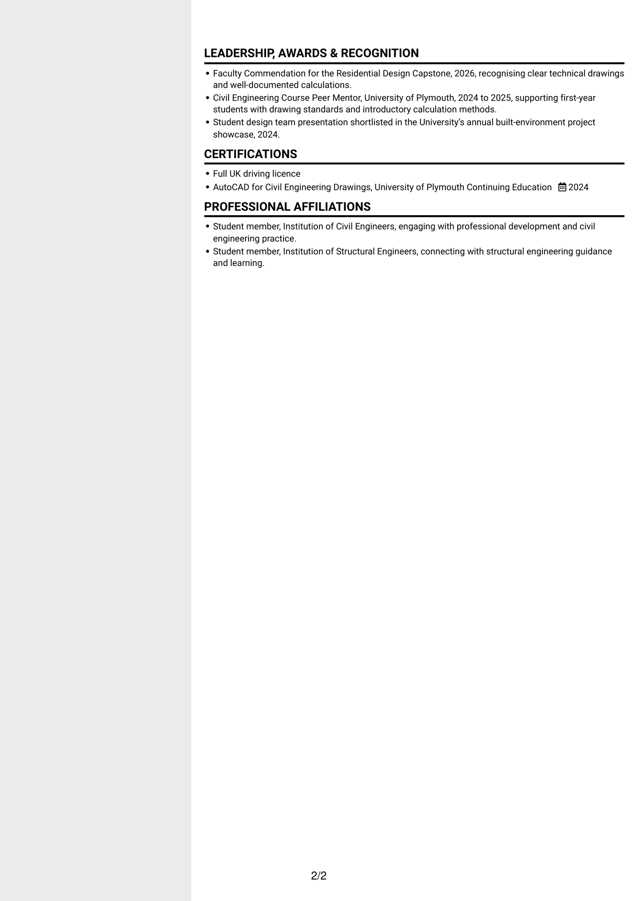 CV example — page 2