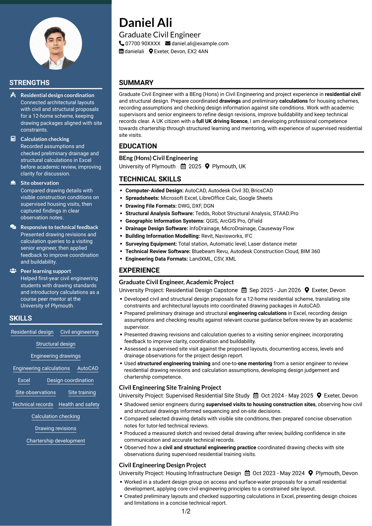 CV example — page 1