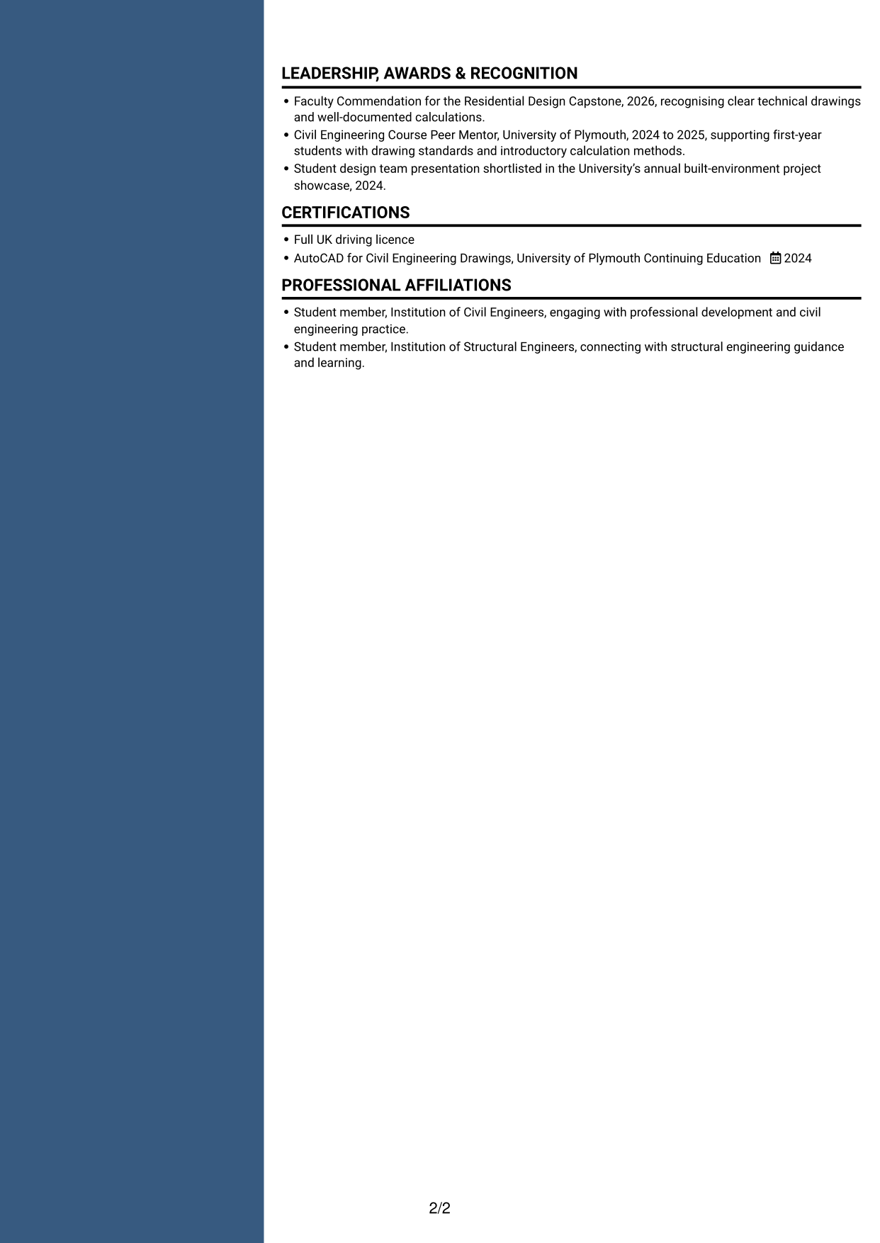 CV example — page 2