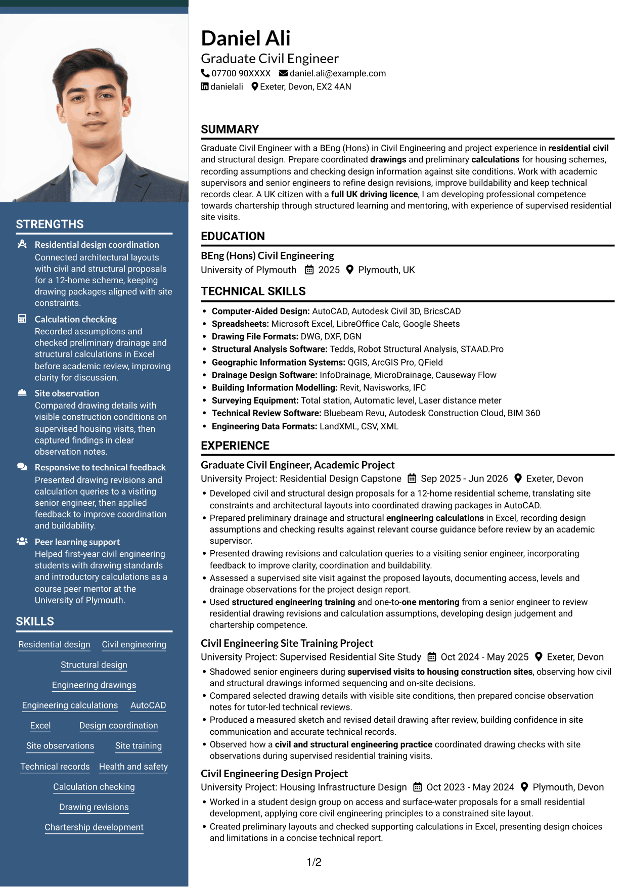 CV example — page 1