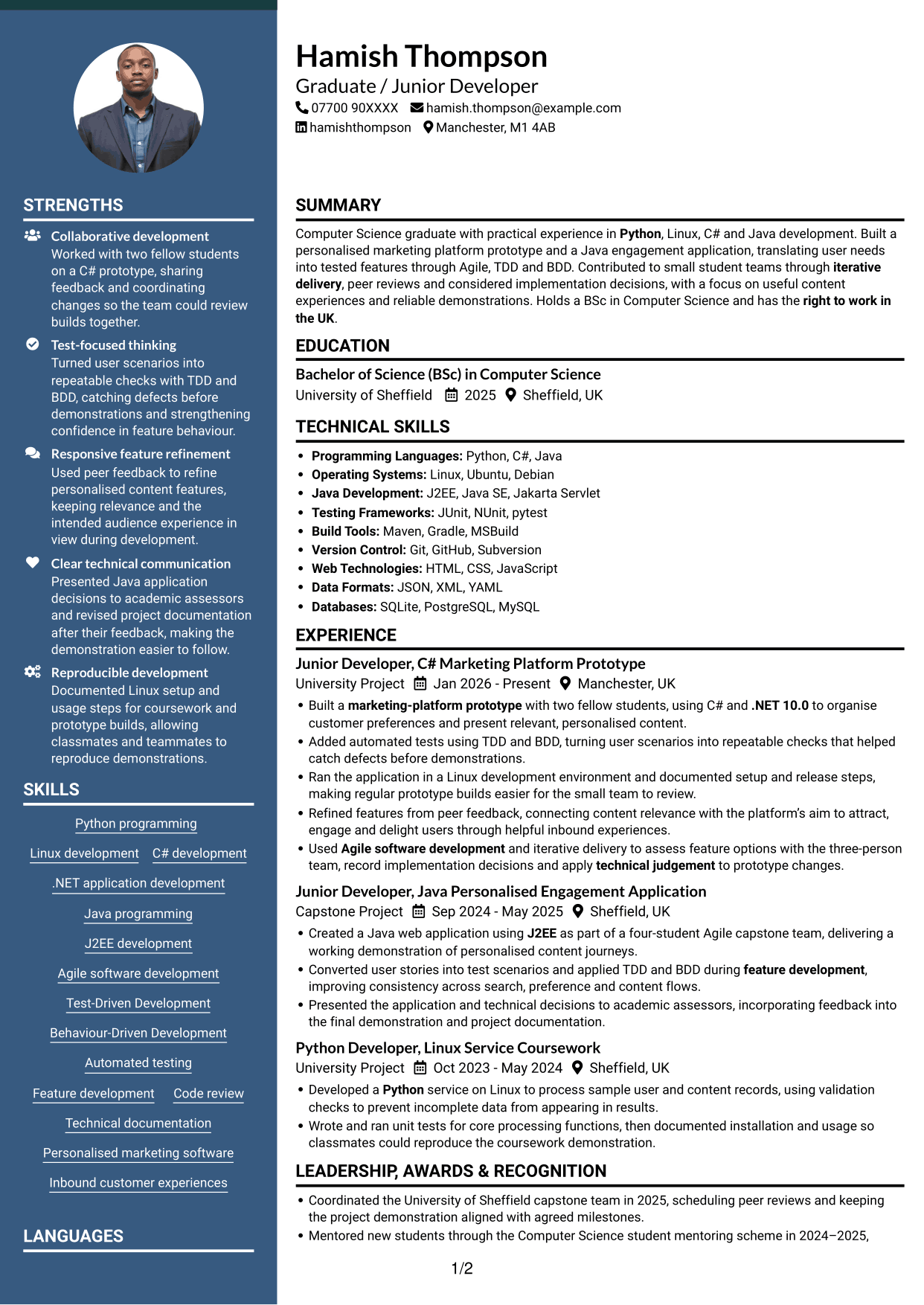 CV example — page 1
