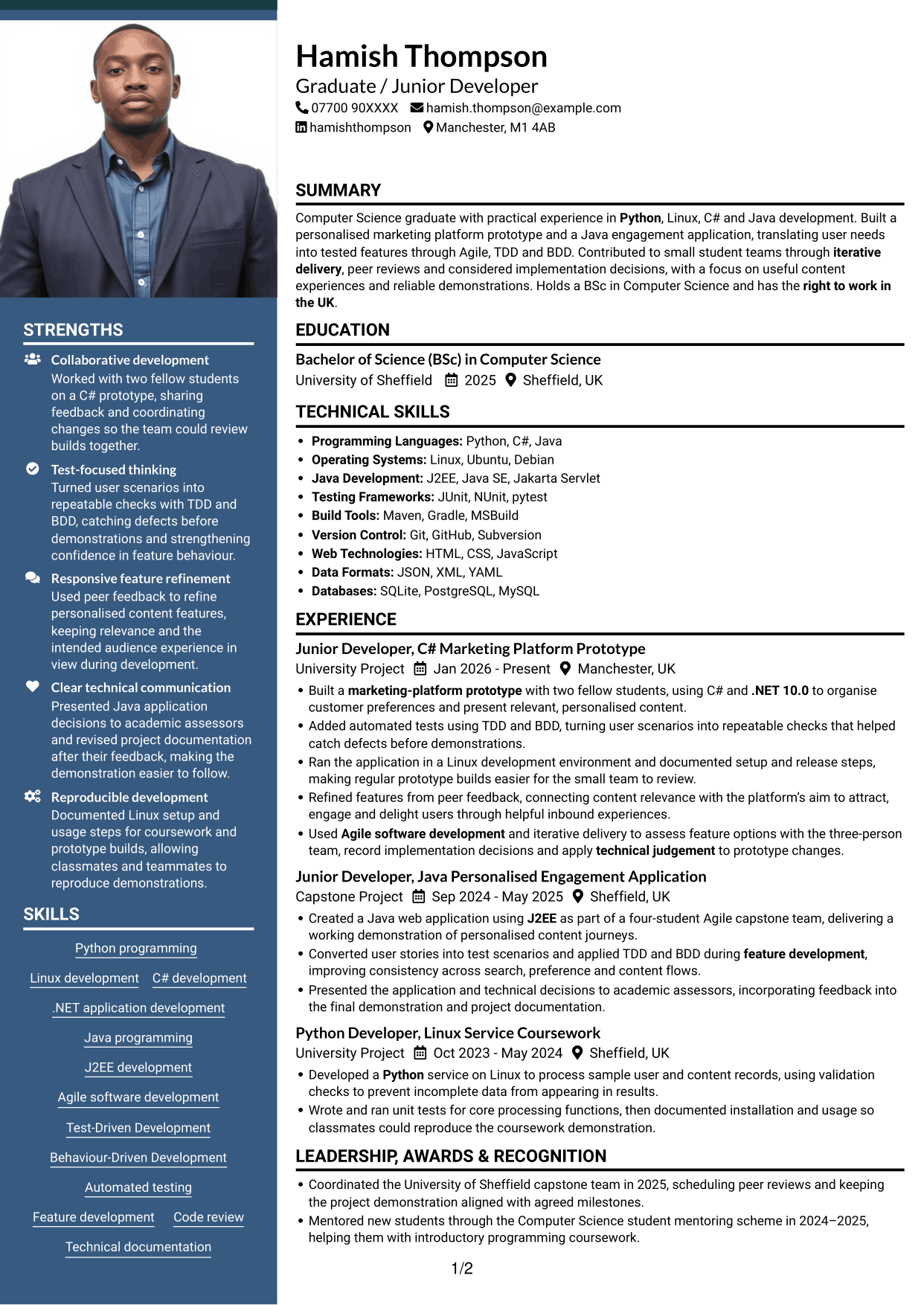 CV example — page 1