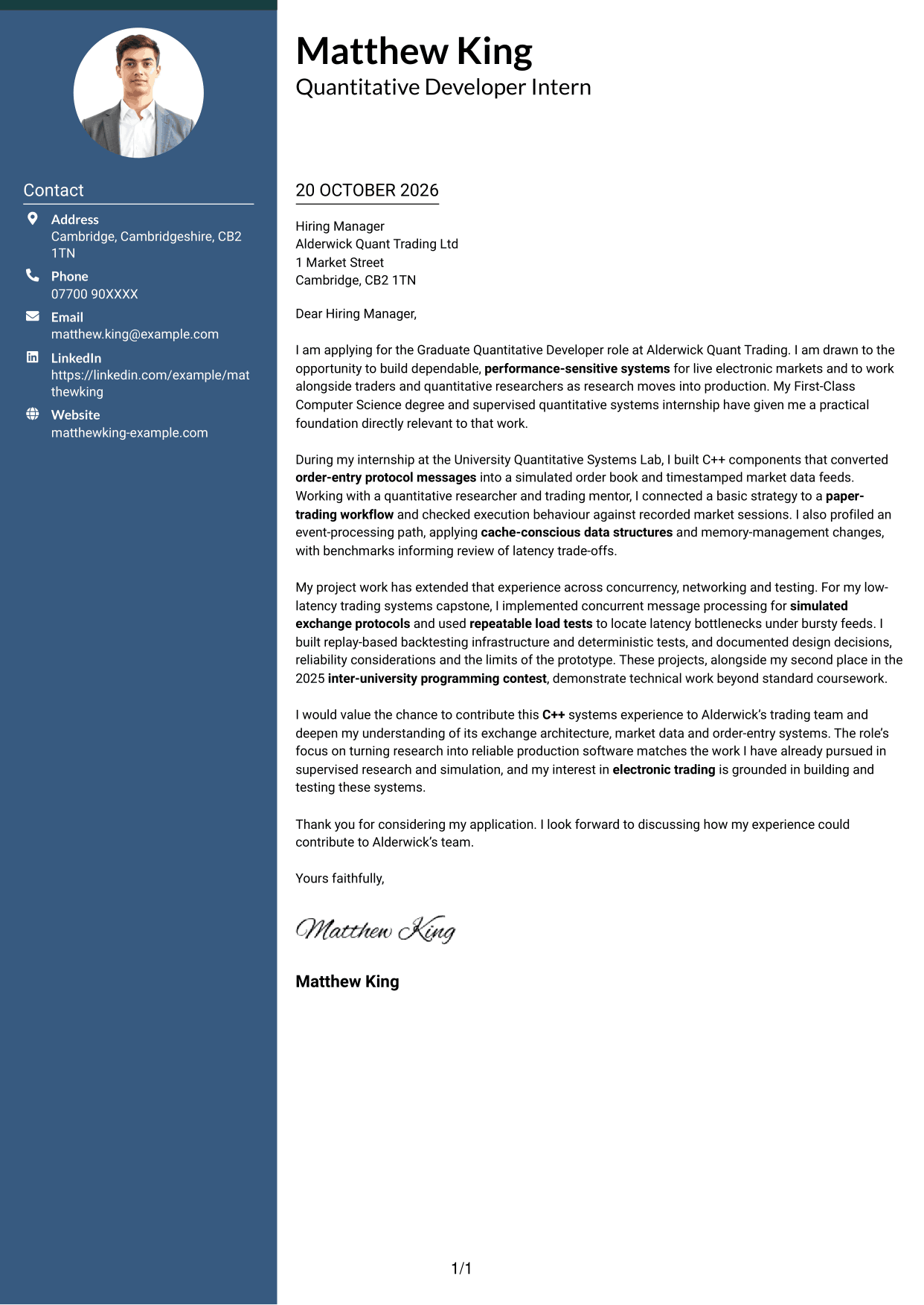 Cover letter example — page 1
