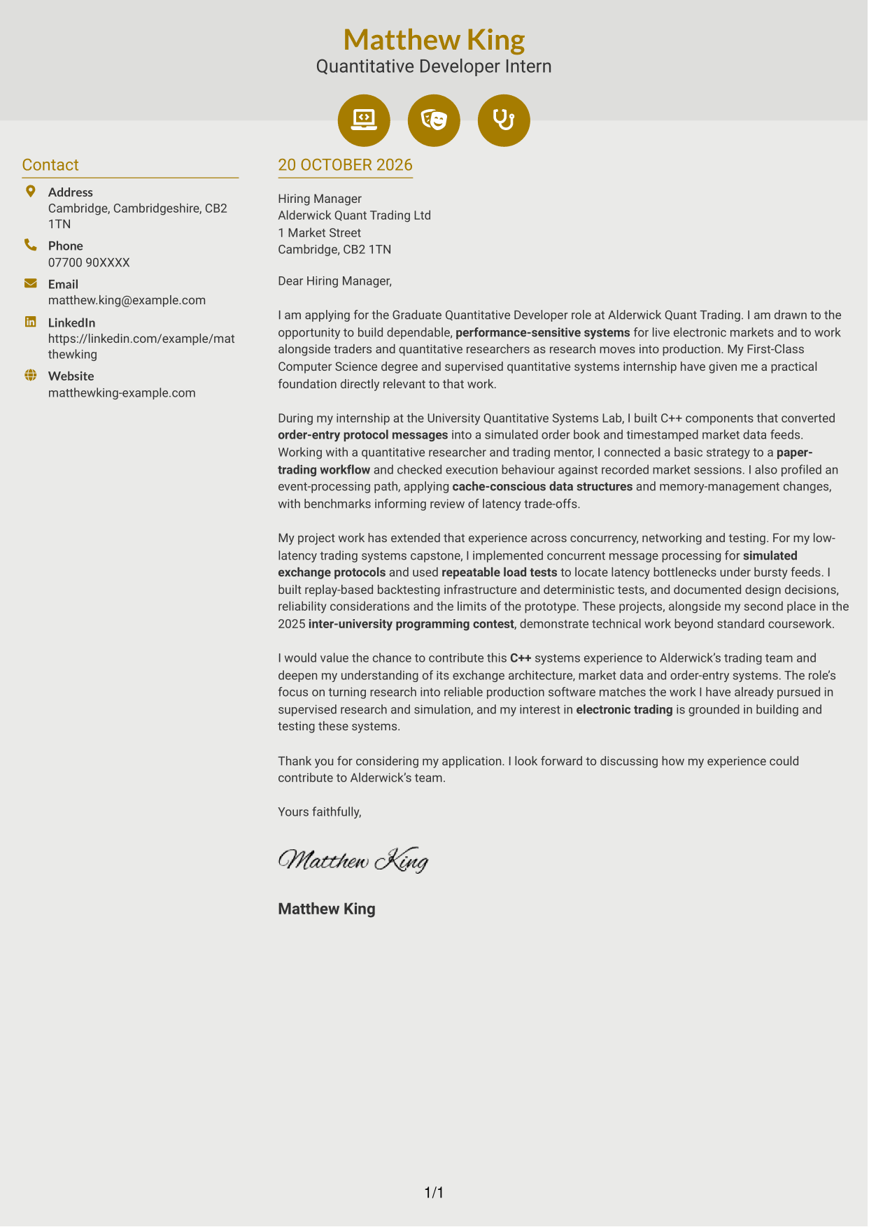 Cover letter example — page 1
