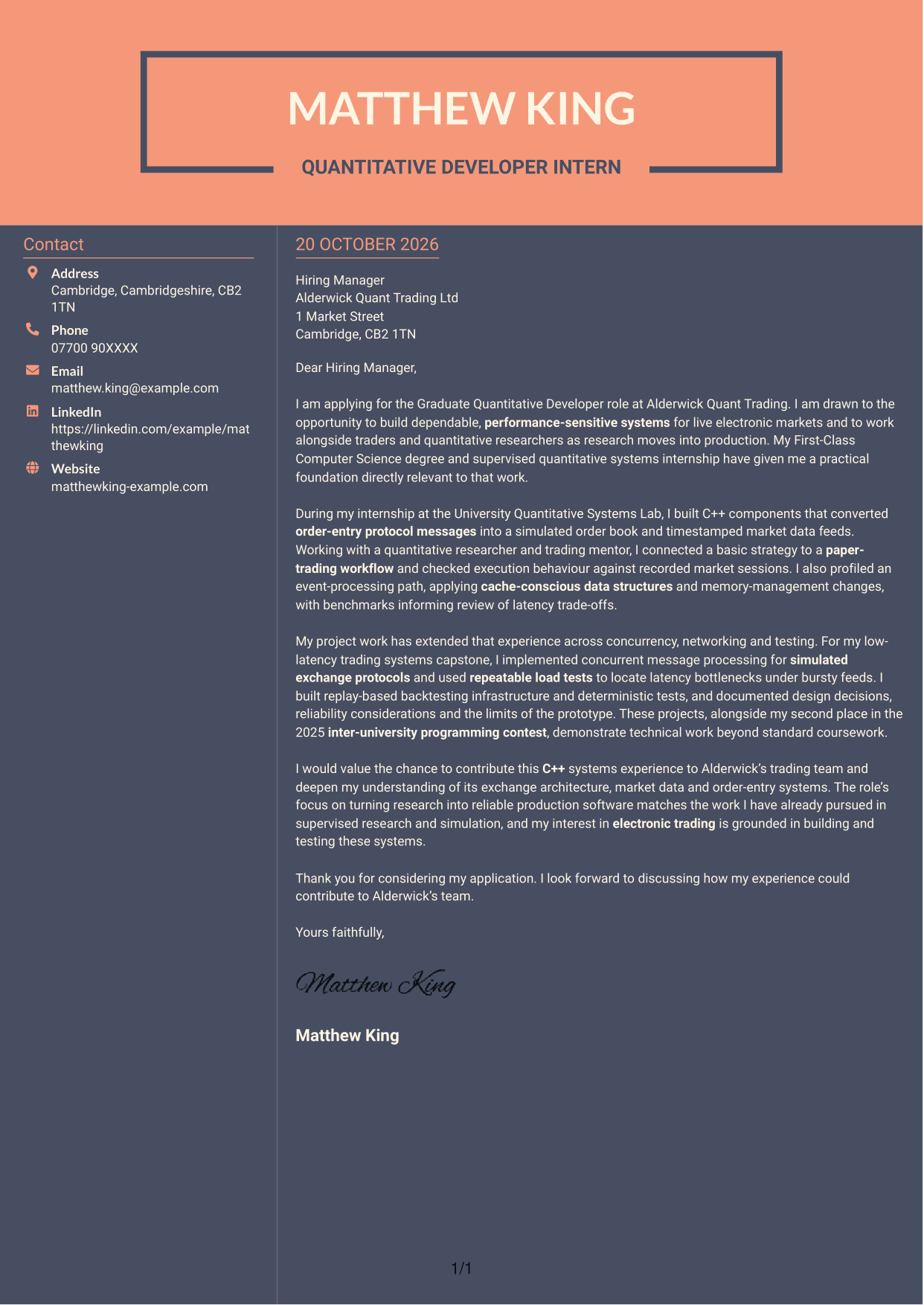 Cover letter example — page 1