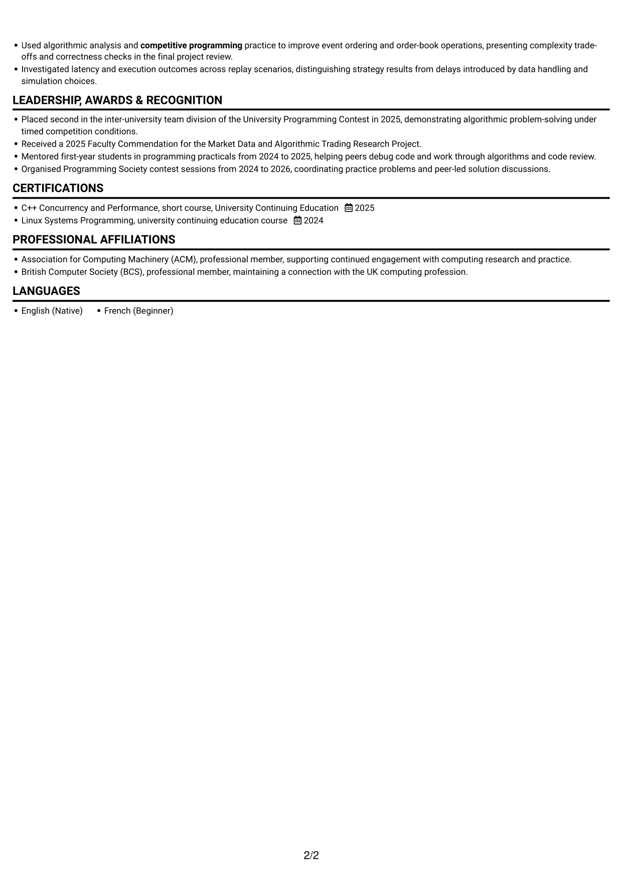 CV example — page 2
