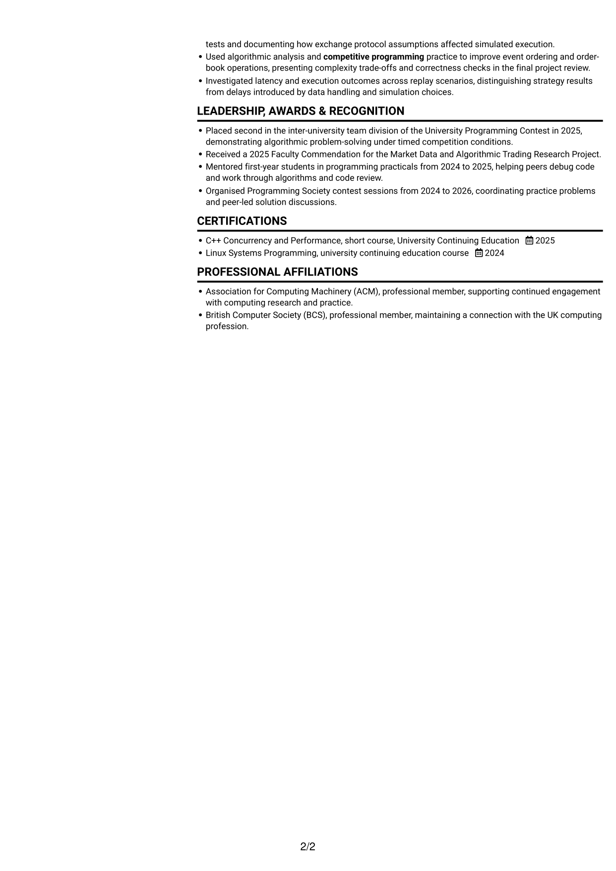 CV example — page 2