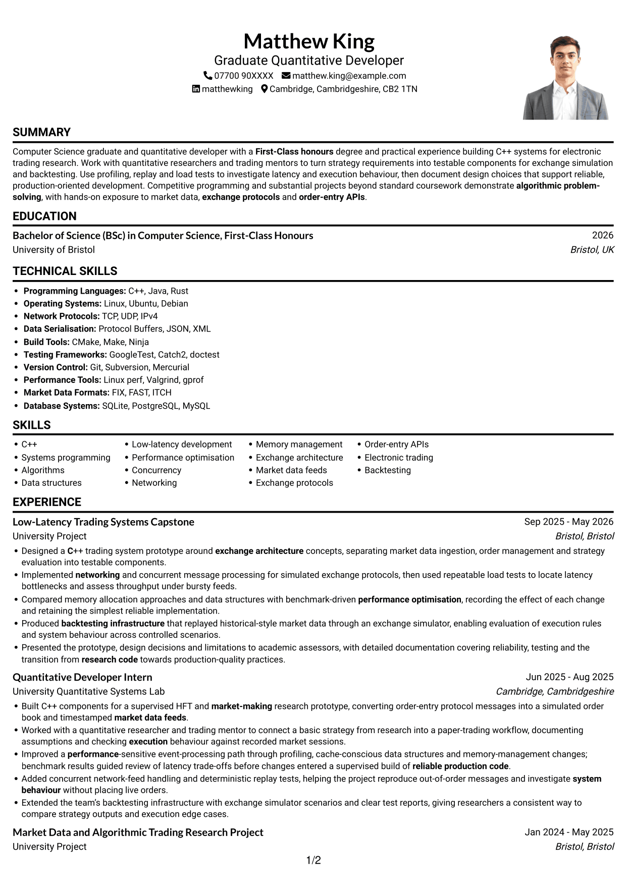 CV example — page 1