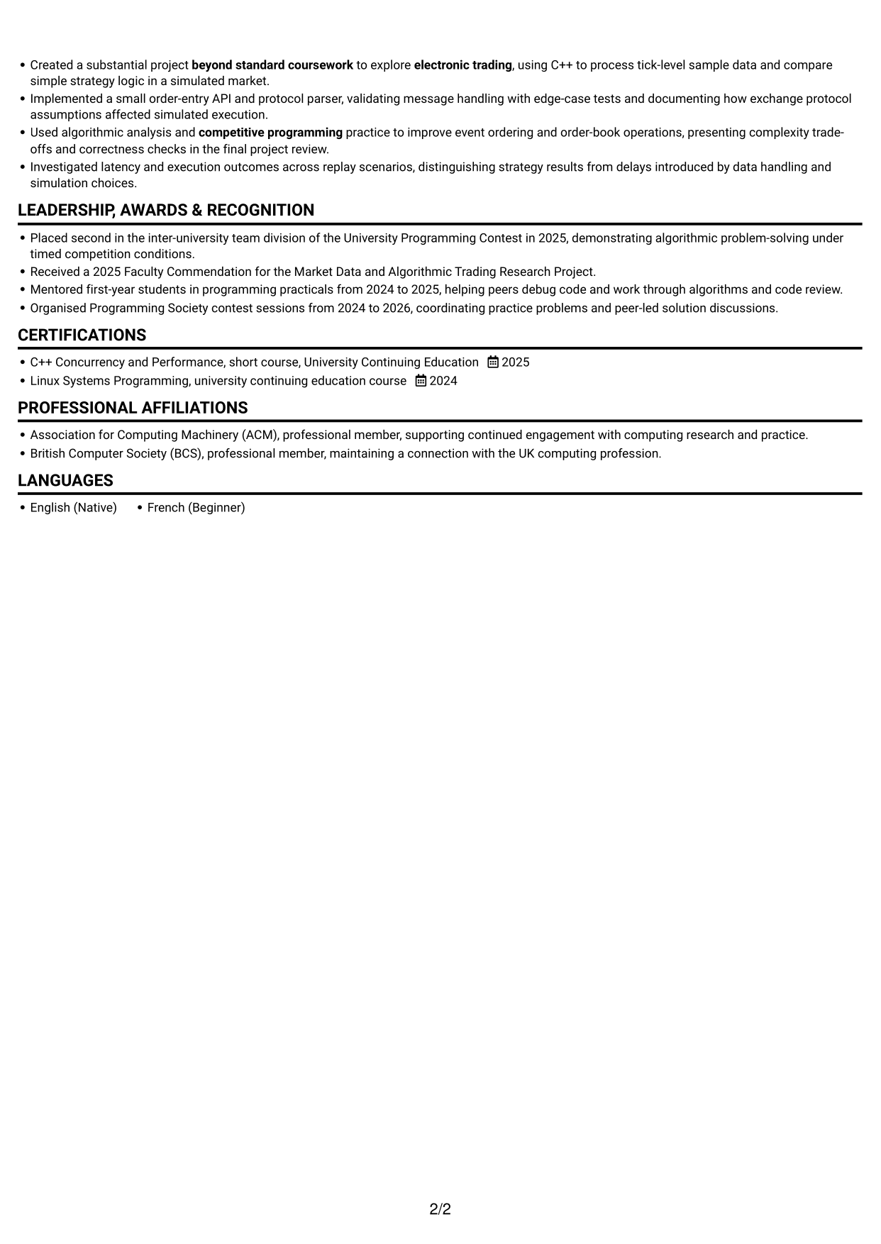 CV example — page 2