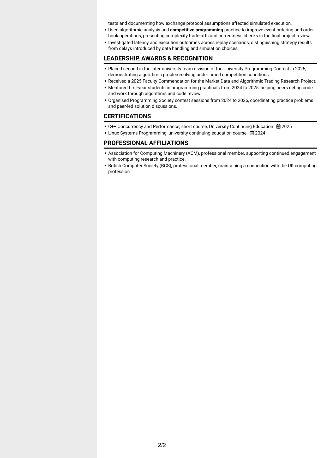 CV example — page 2
