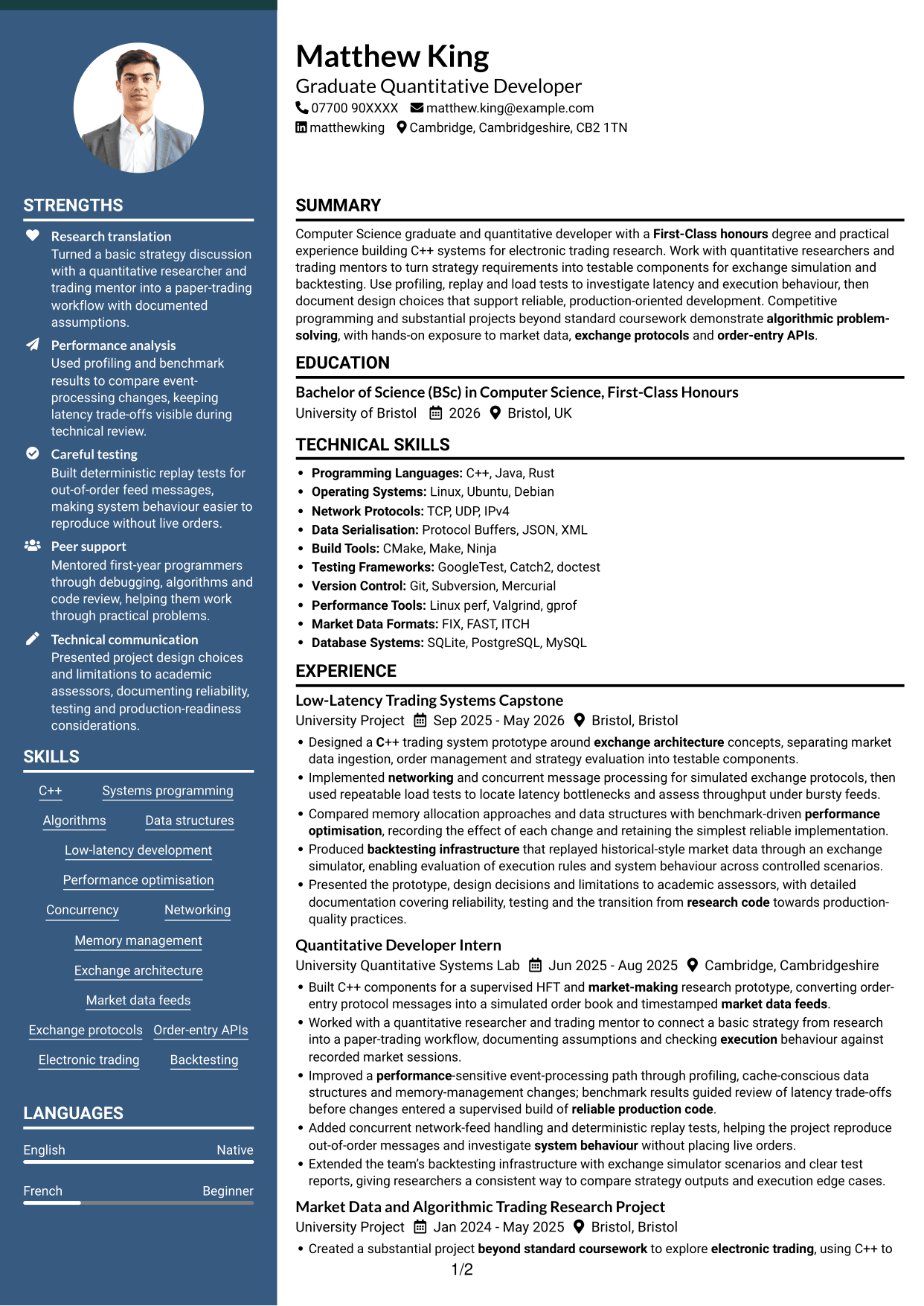 CV example — page 1