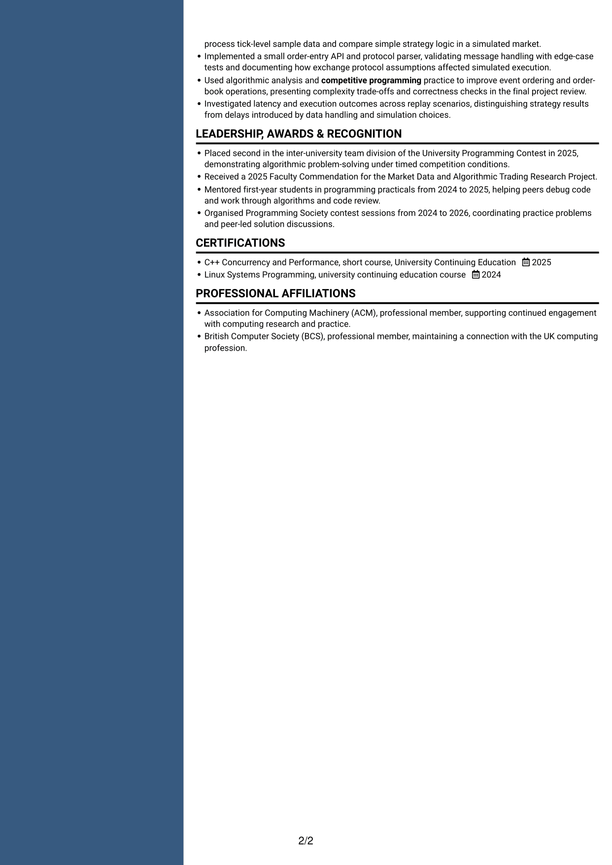 CV example — page 2