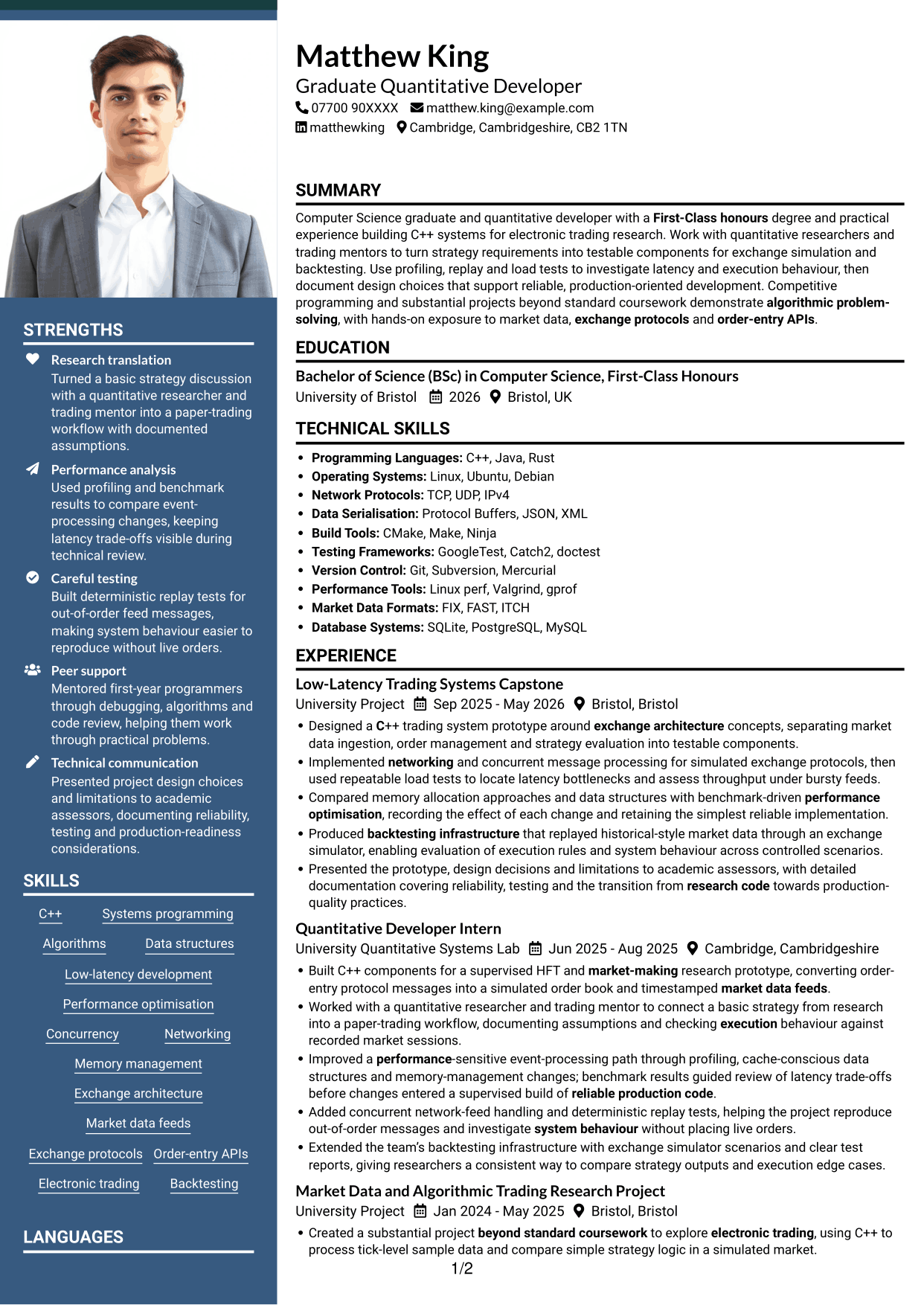 CV example — page 1