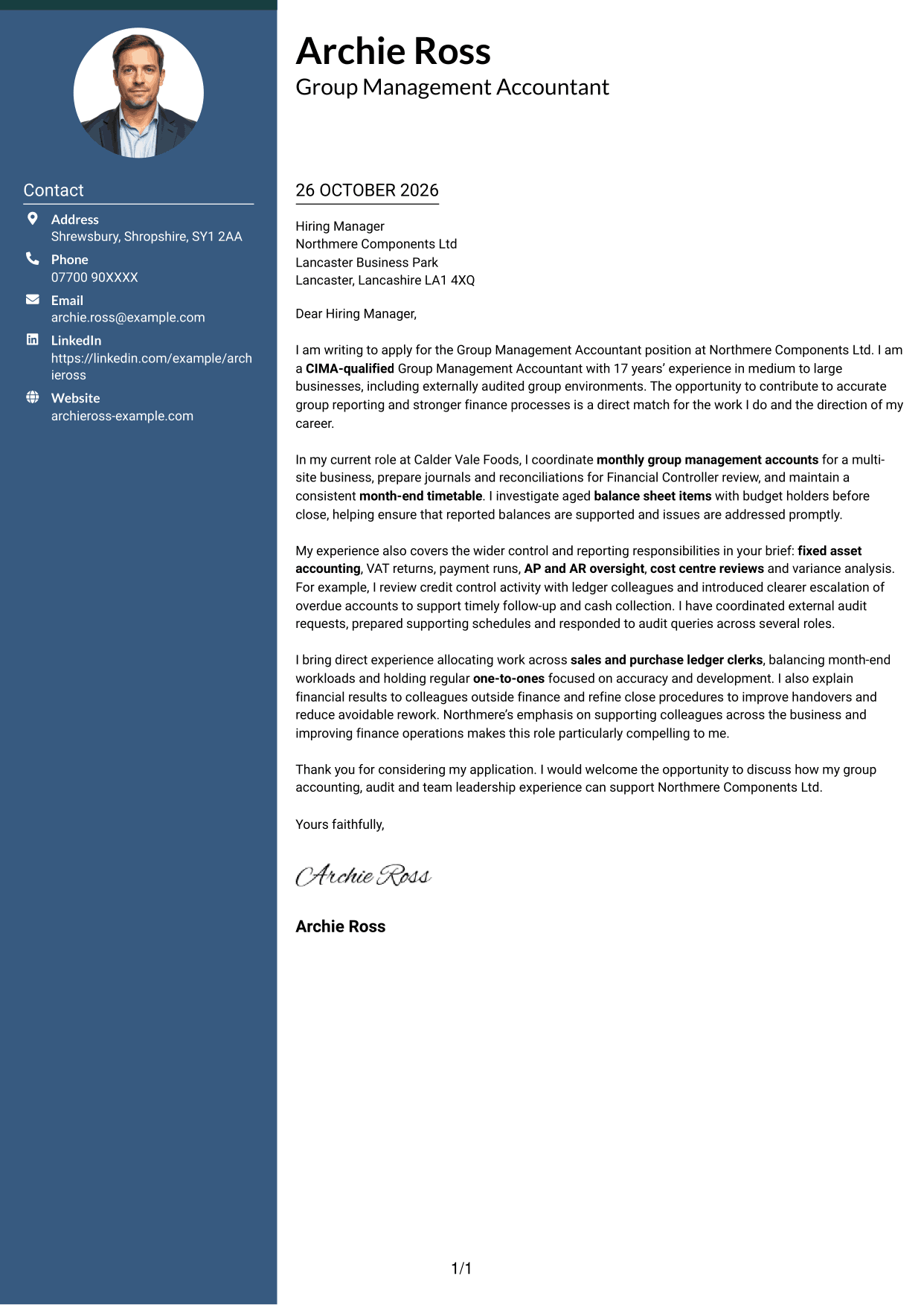 Cover letter example — page 1