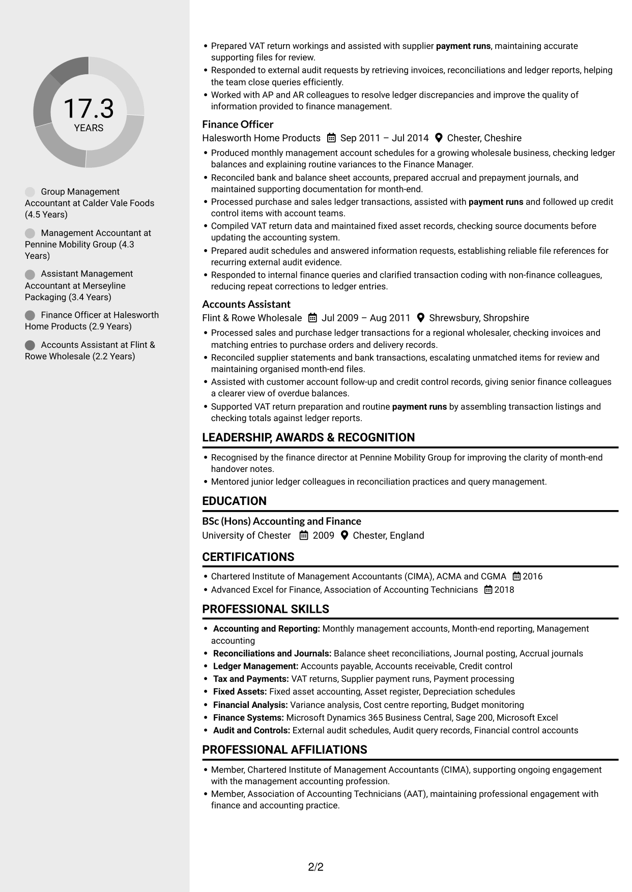 CV example — page 2