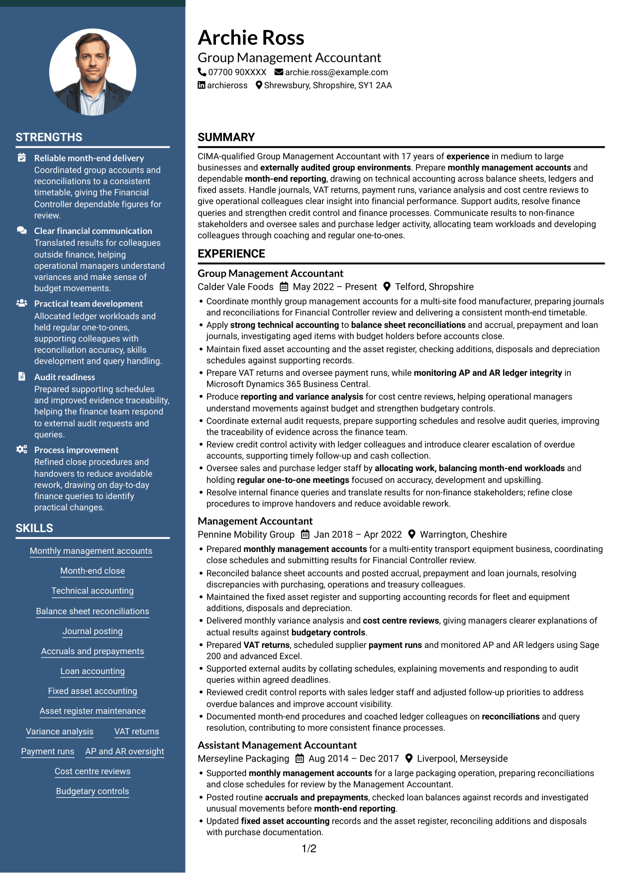 CV example — page 1
