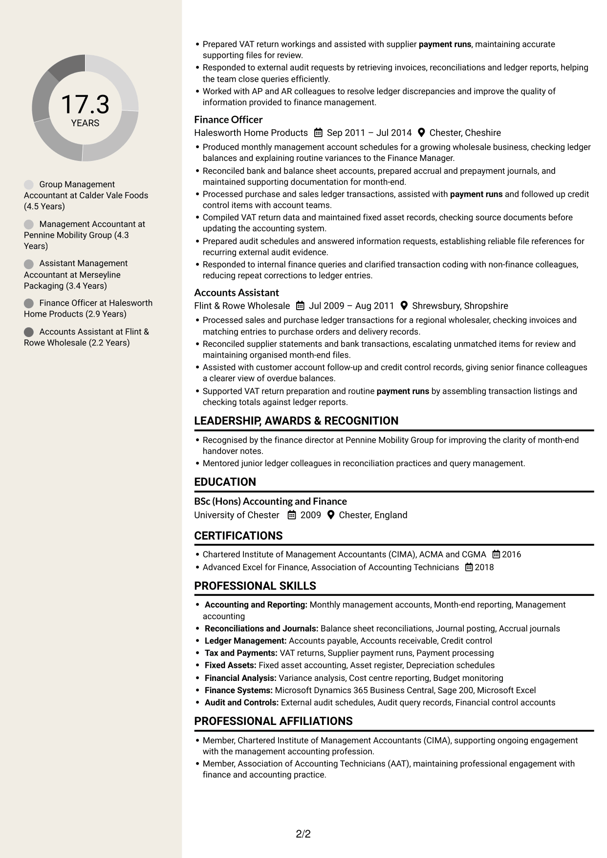 CV example — page 2