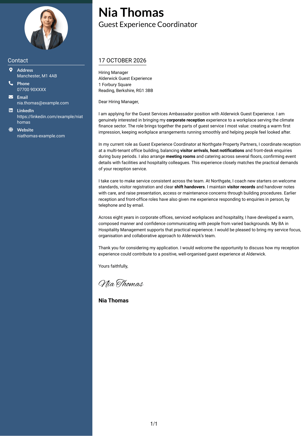 Cover letter example — page 1