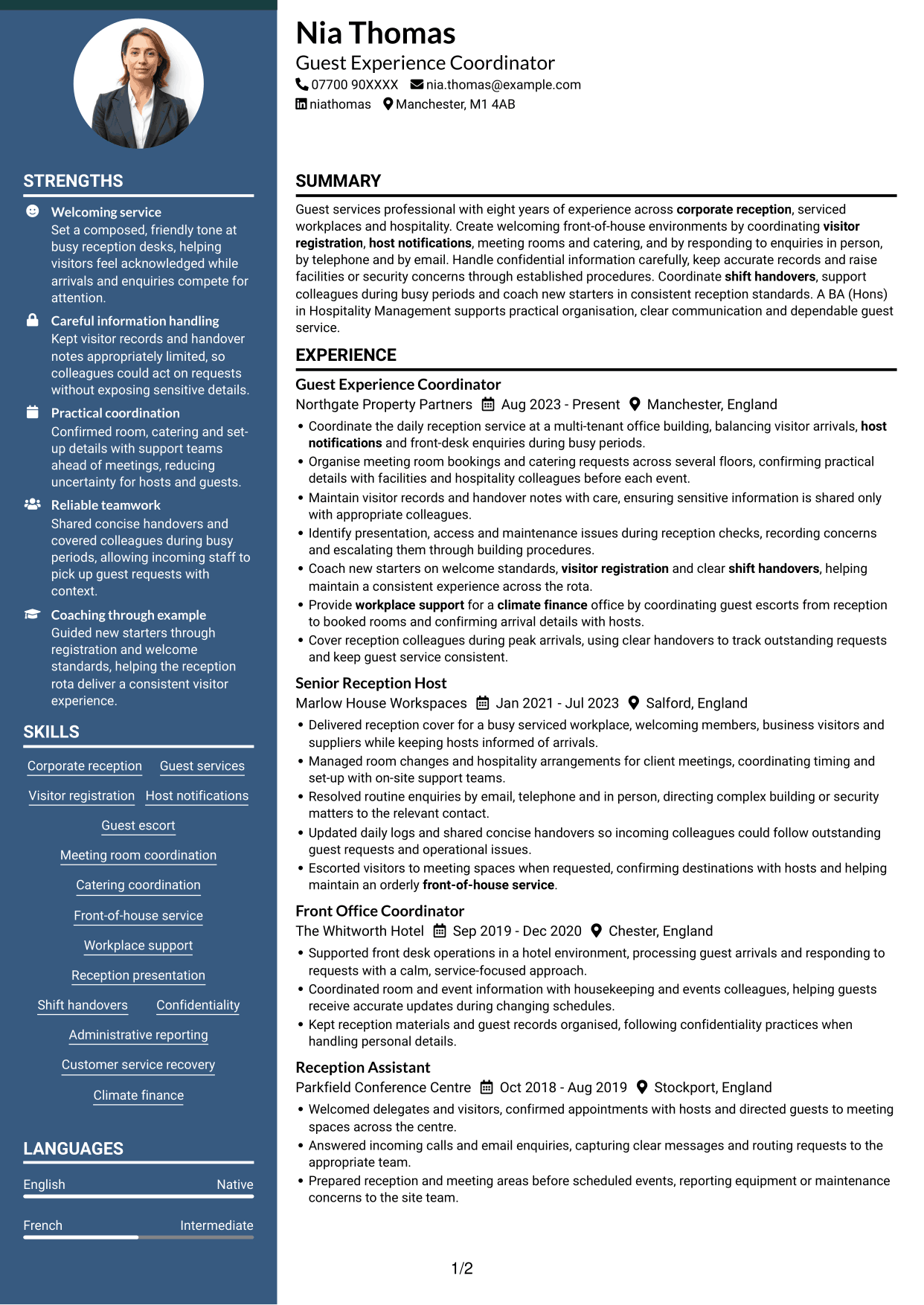 CV example — page 1
