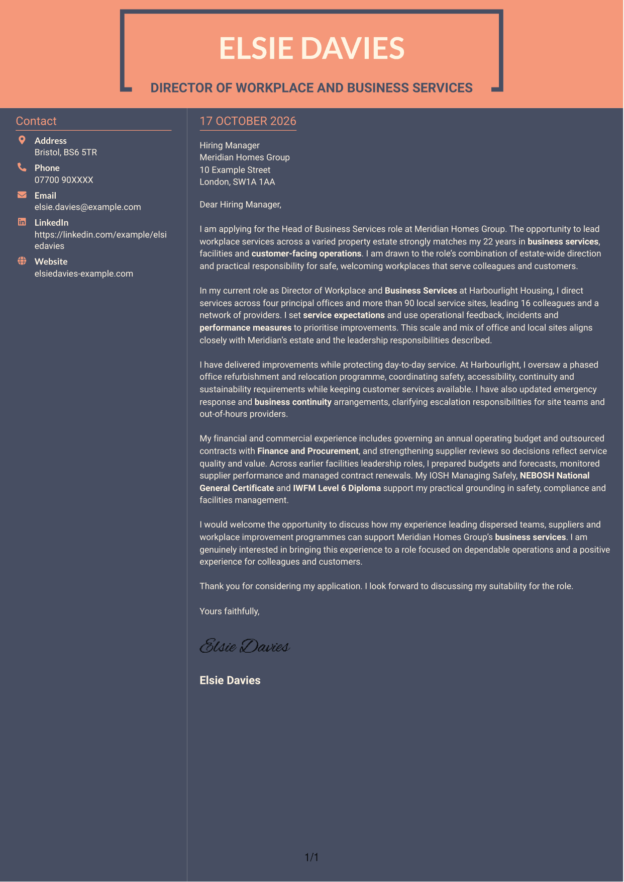 Cover letter example — page 1