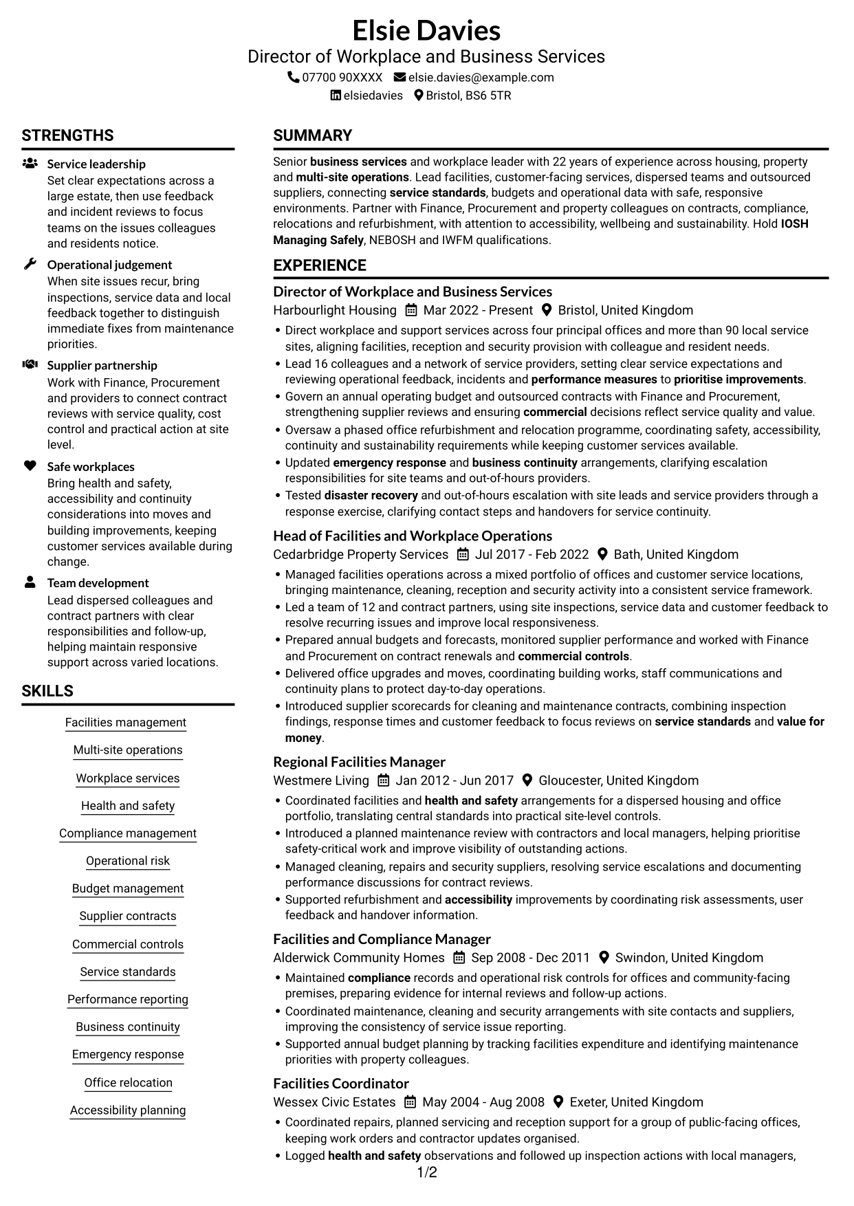 CV example — page 1
