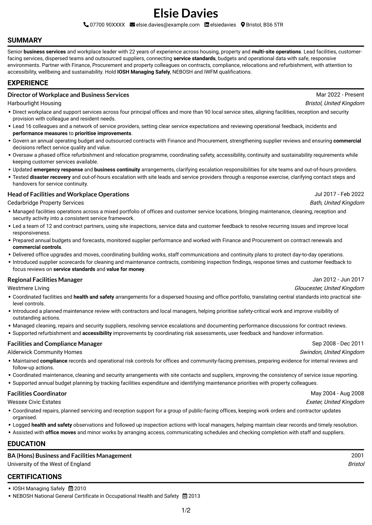 CV example — page 1