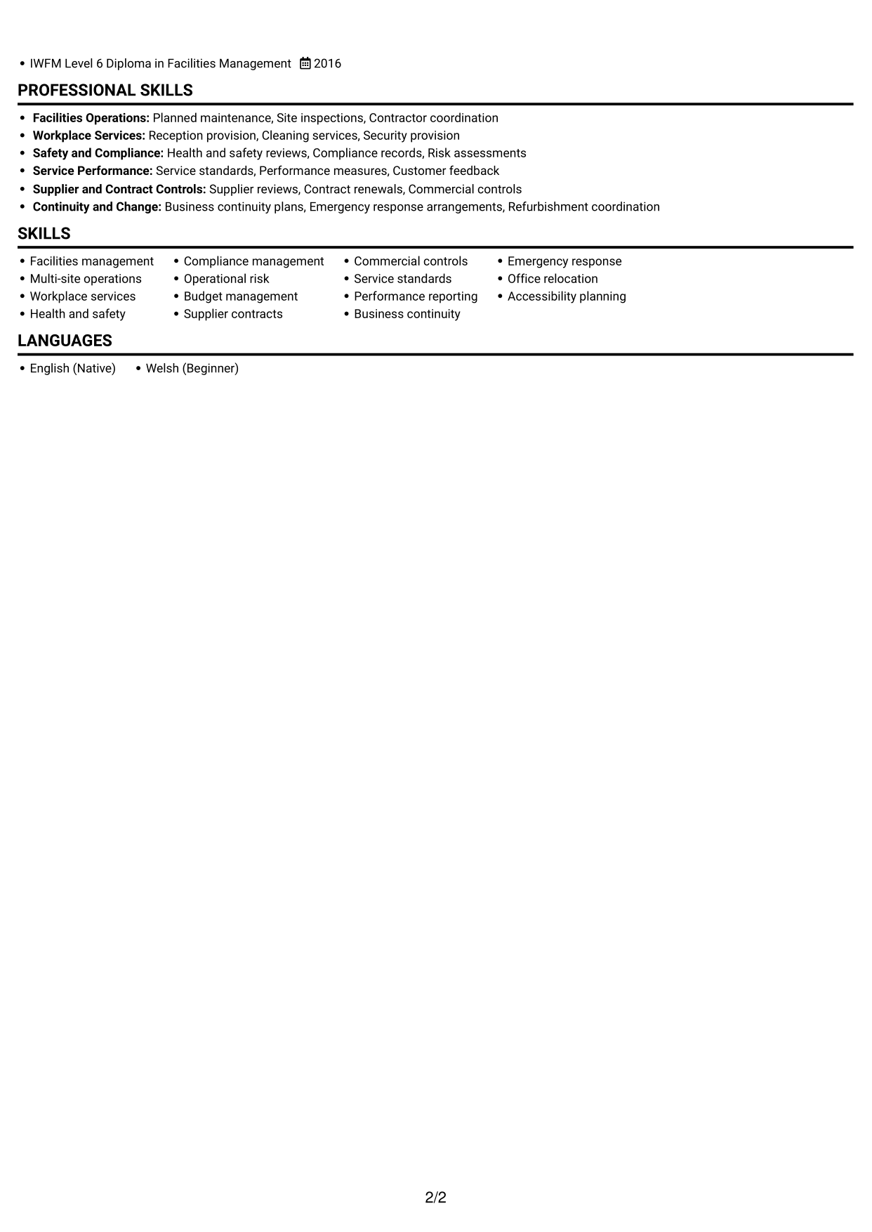 CV example — page 2