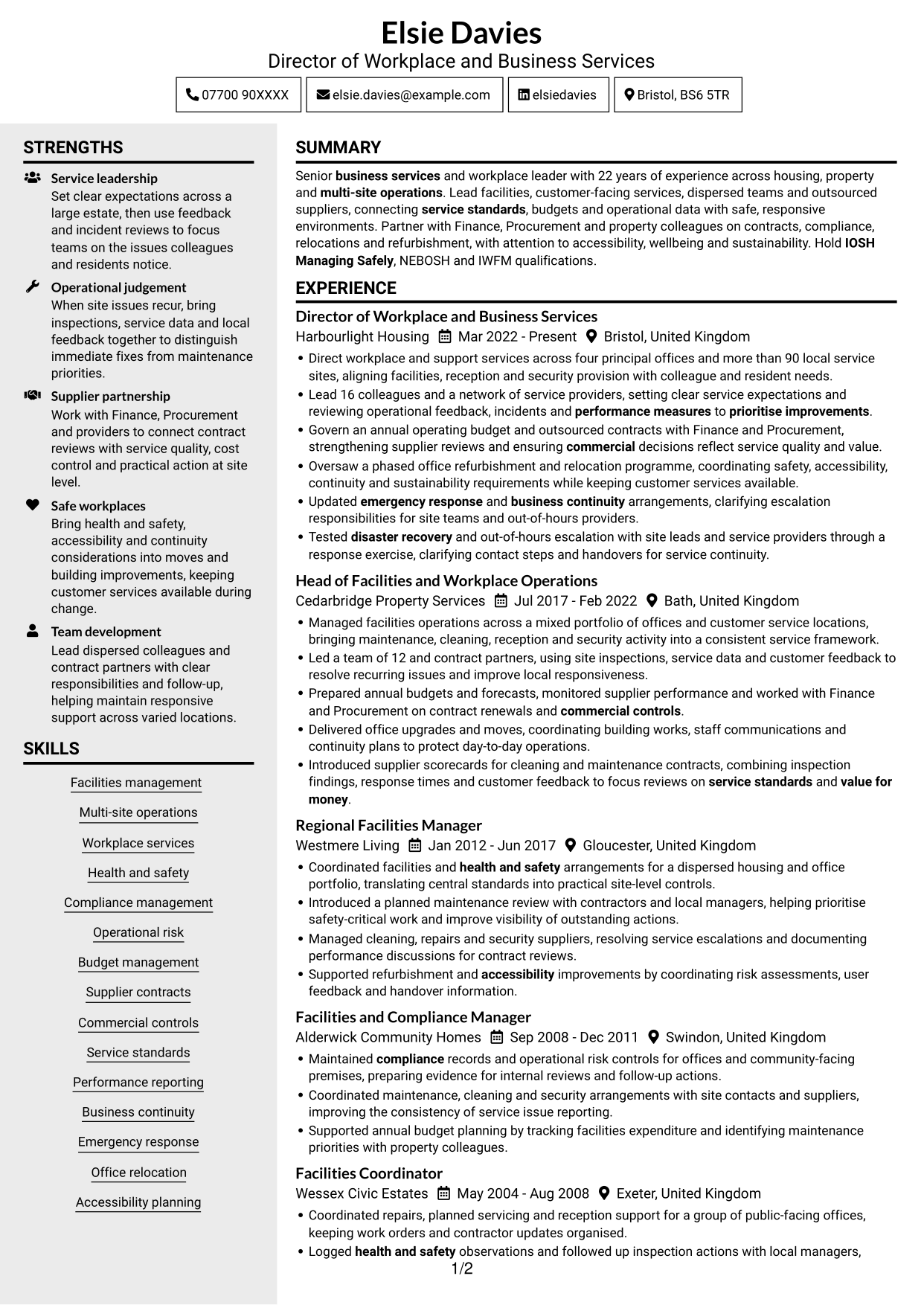 CV example — page 1