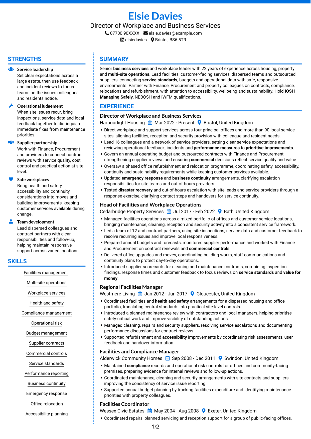 CV example — page 1