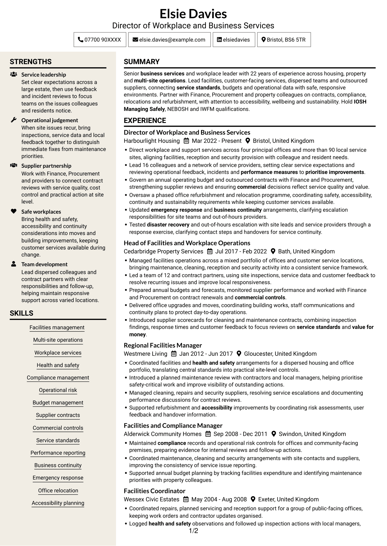 CV example — page 1
