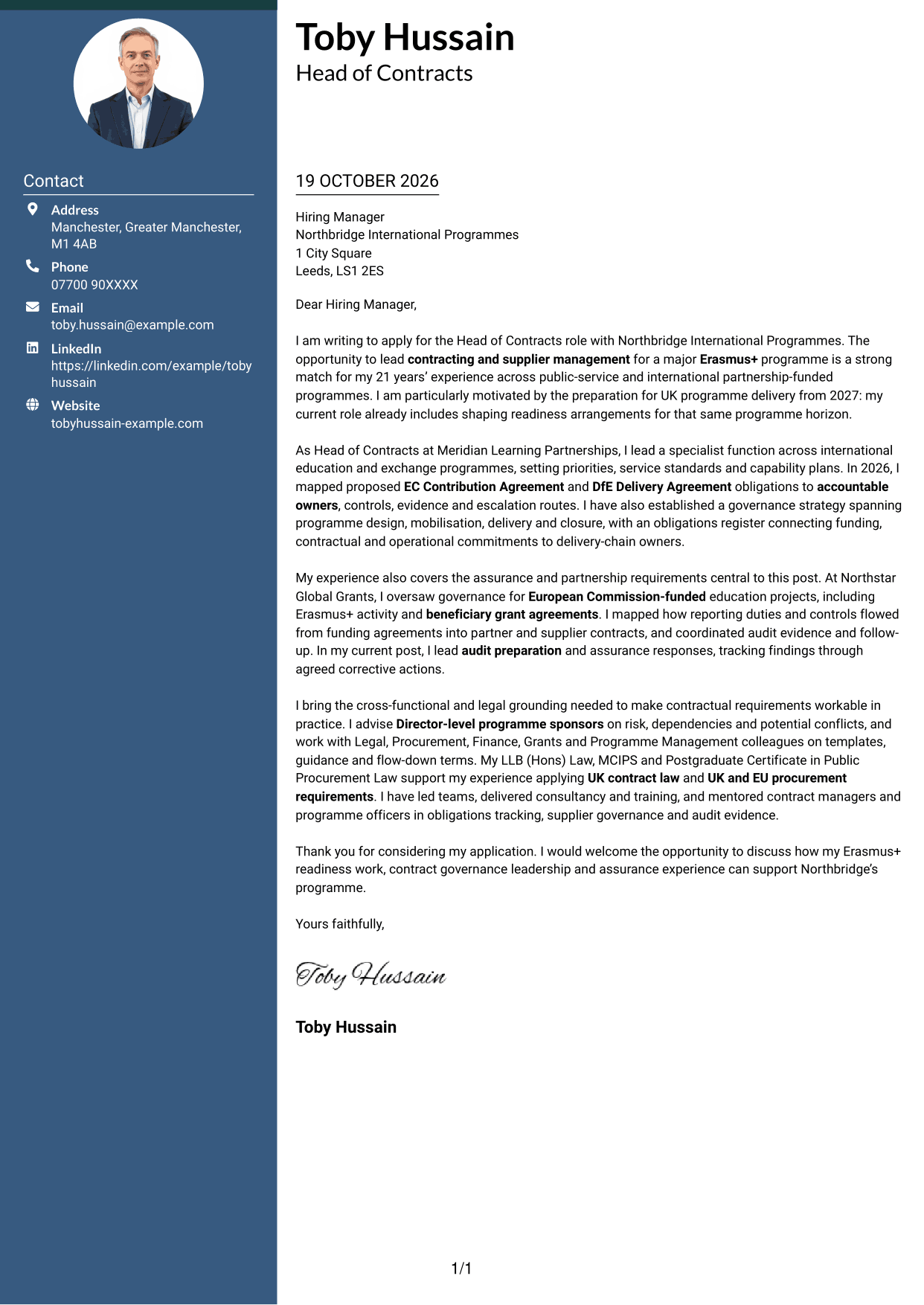 Cover letter example — page 1