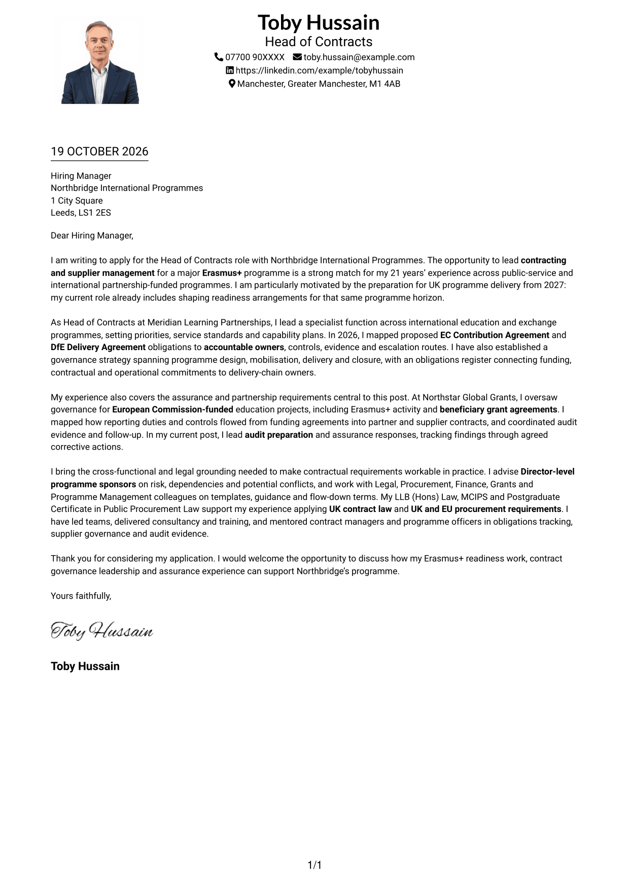 Cover letter example — page 1