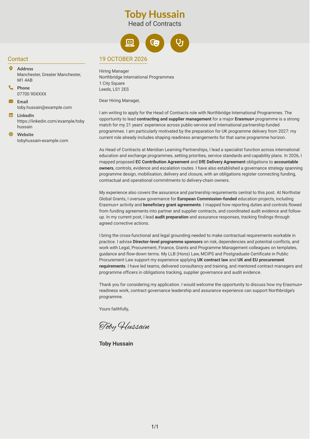 Cover letter example — page 1